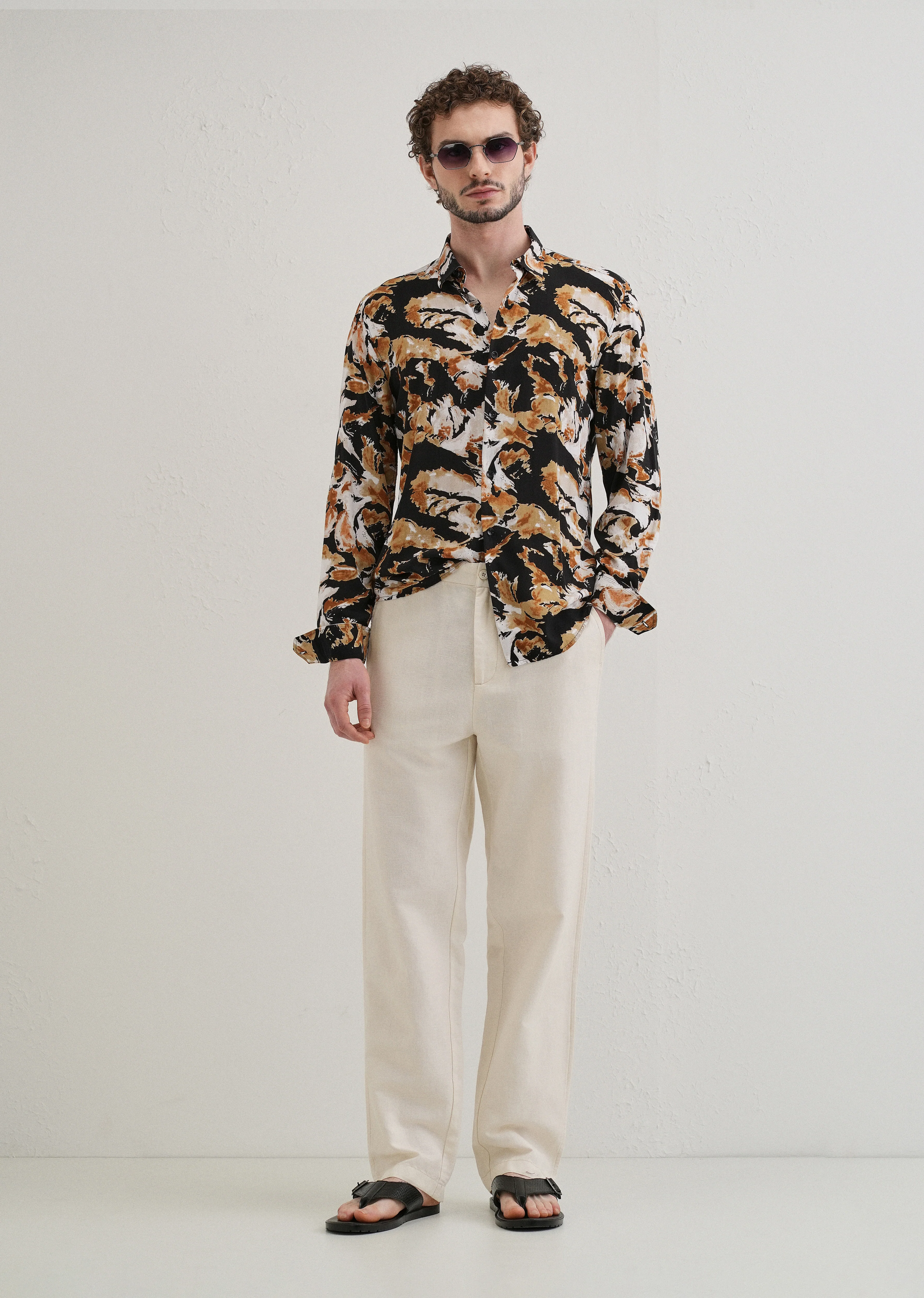 Caramel Brown Print Full sleeve shirt - Image 6