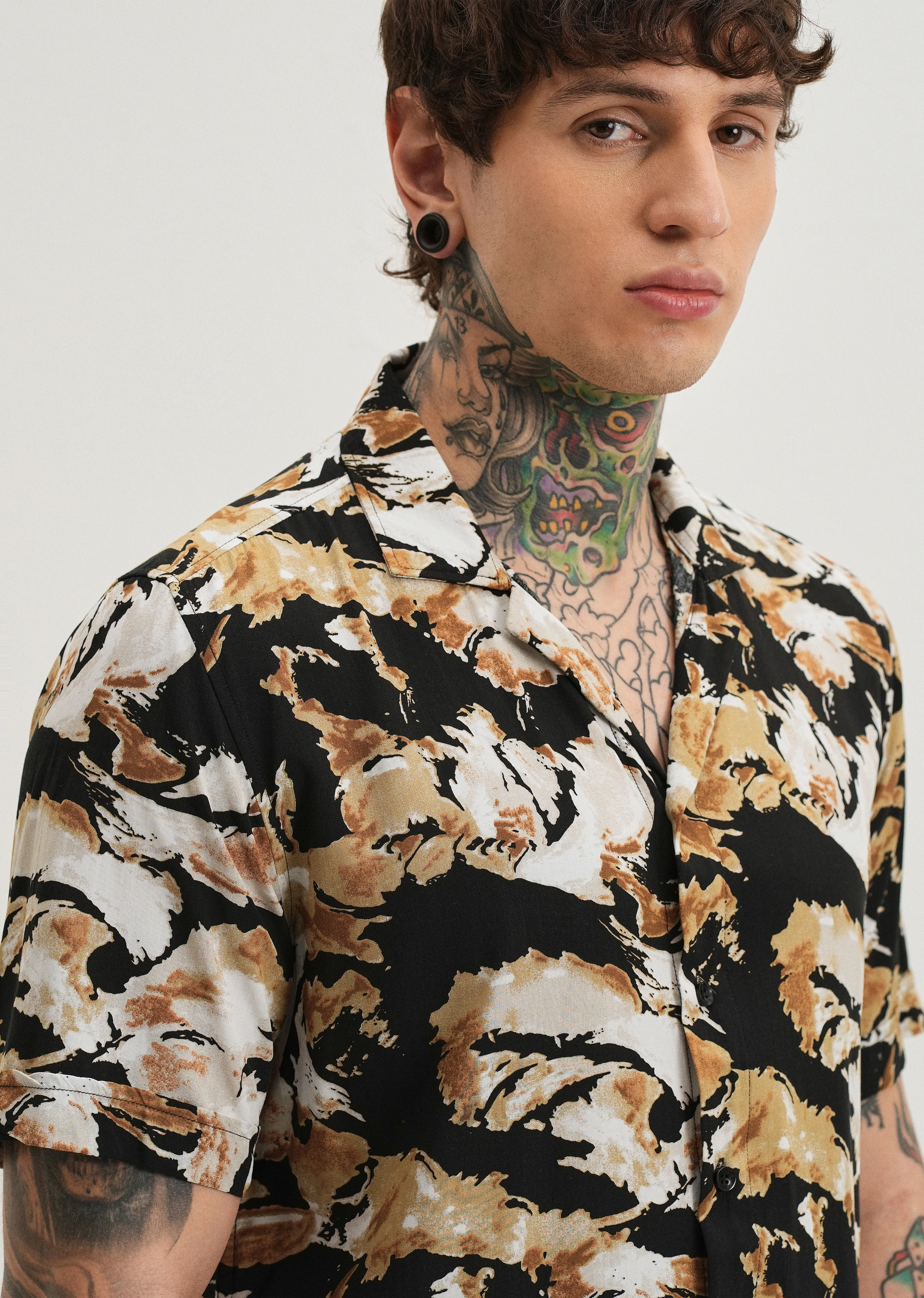 Caramel Brown Print Half sleeve shirt - Image 5