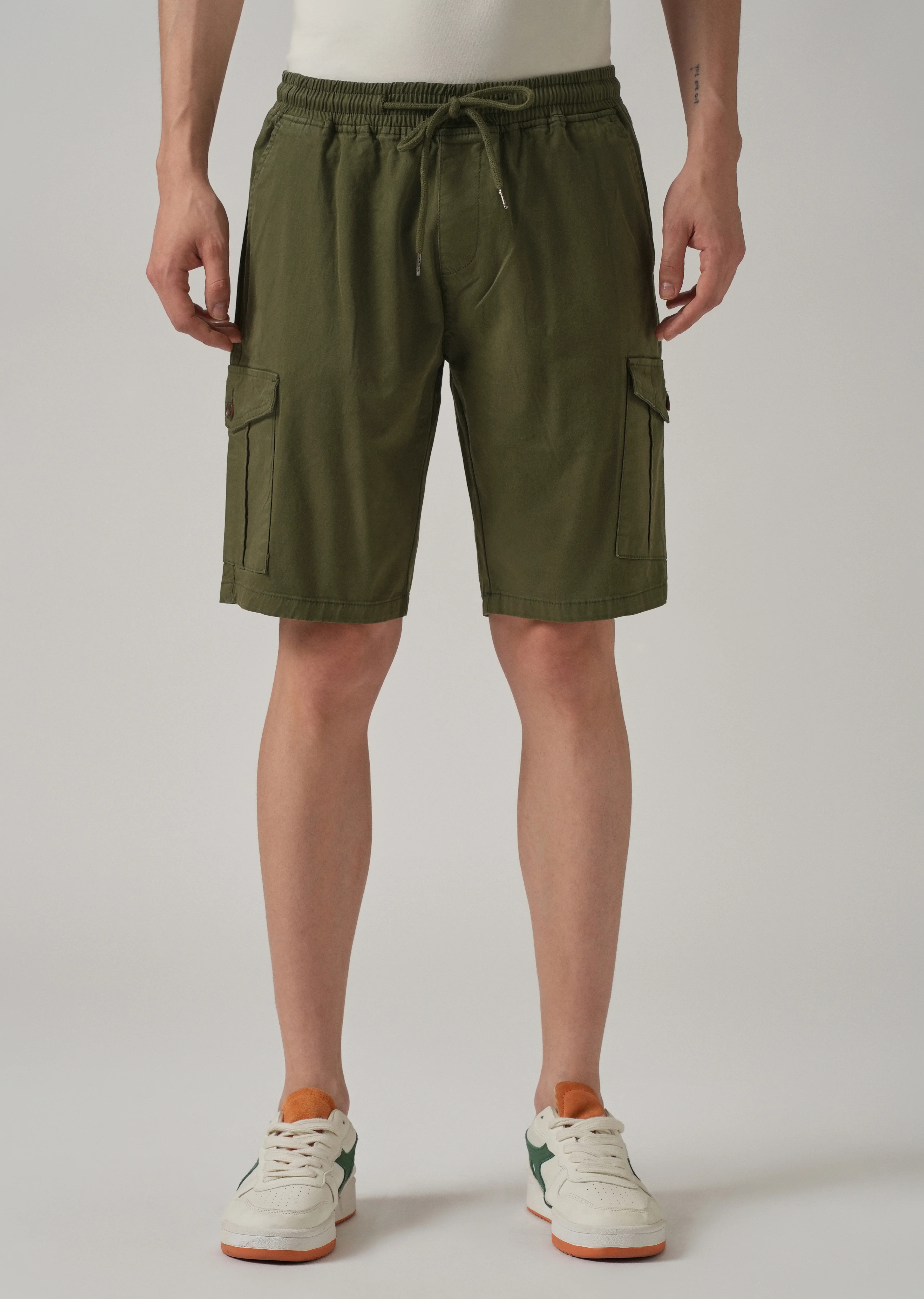 Castleton Green Cotton Cargo Shorts - Image 3