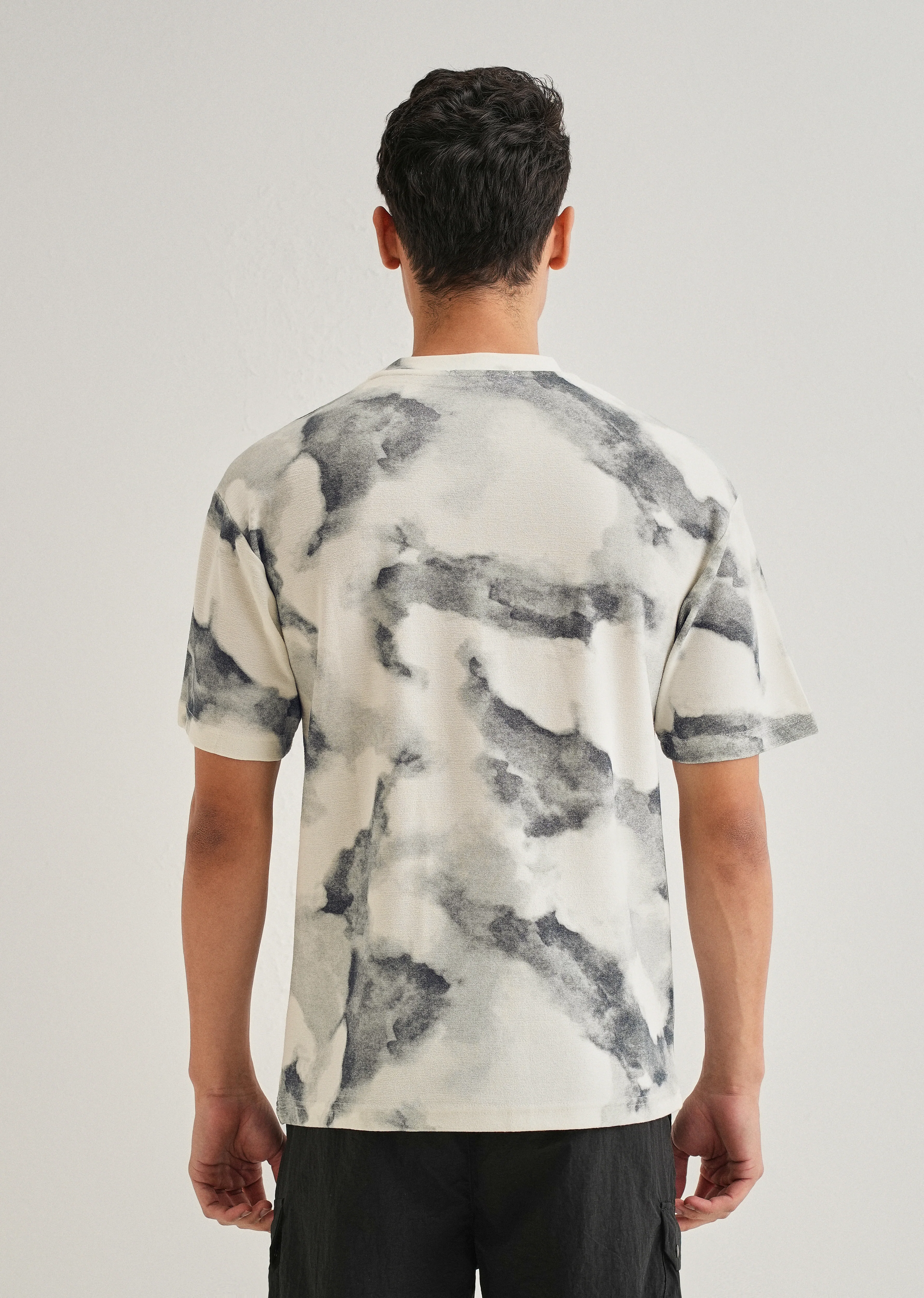 Charcoal Cloud Wash Textured Oversized T-shirt - Image 2