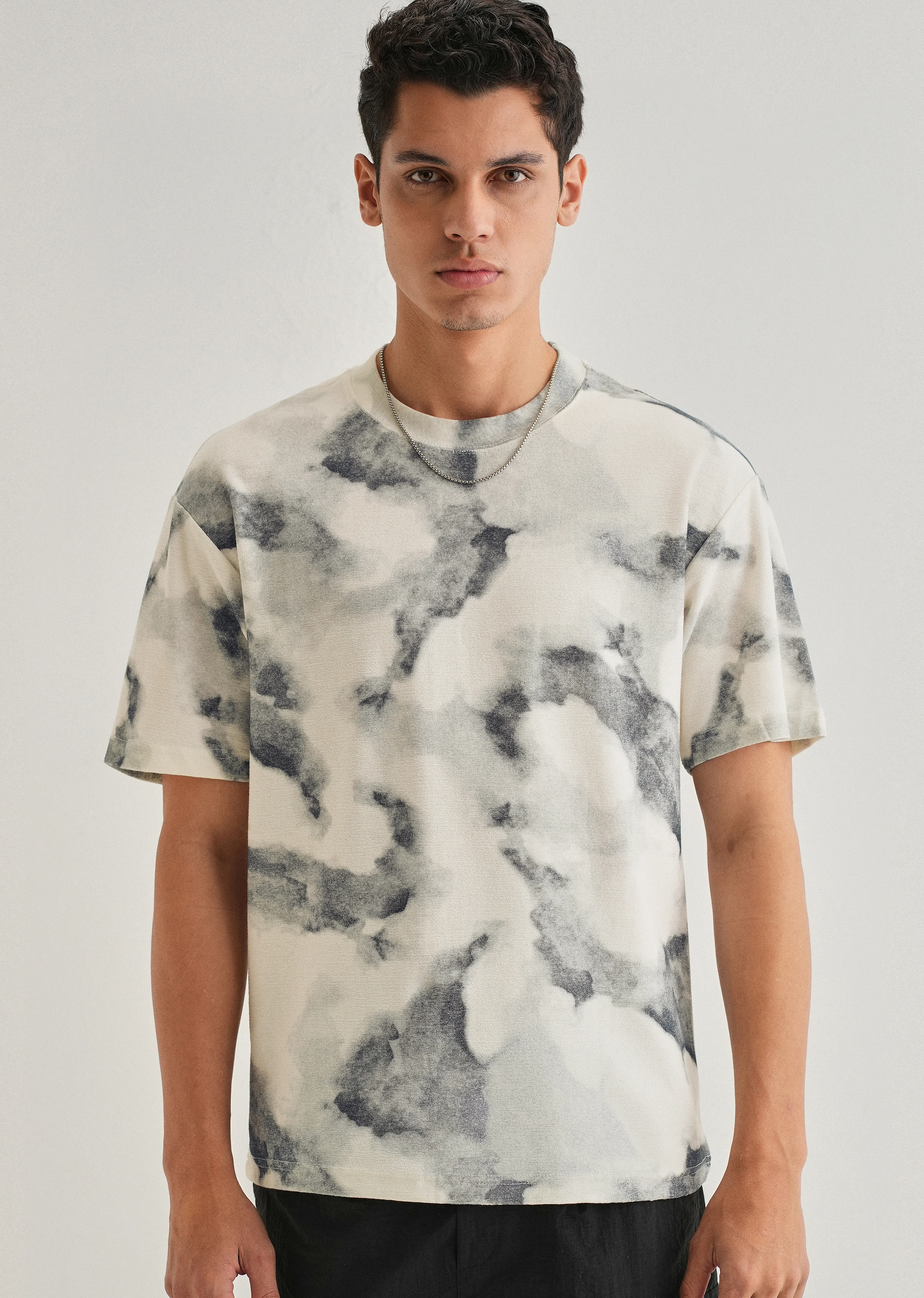 Charcoal Cloud Wash Textured Oversized T-shirt - Image 7