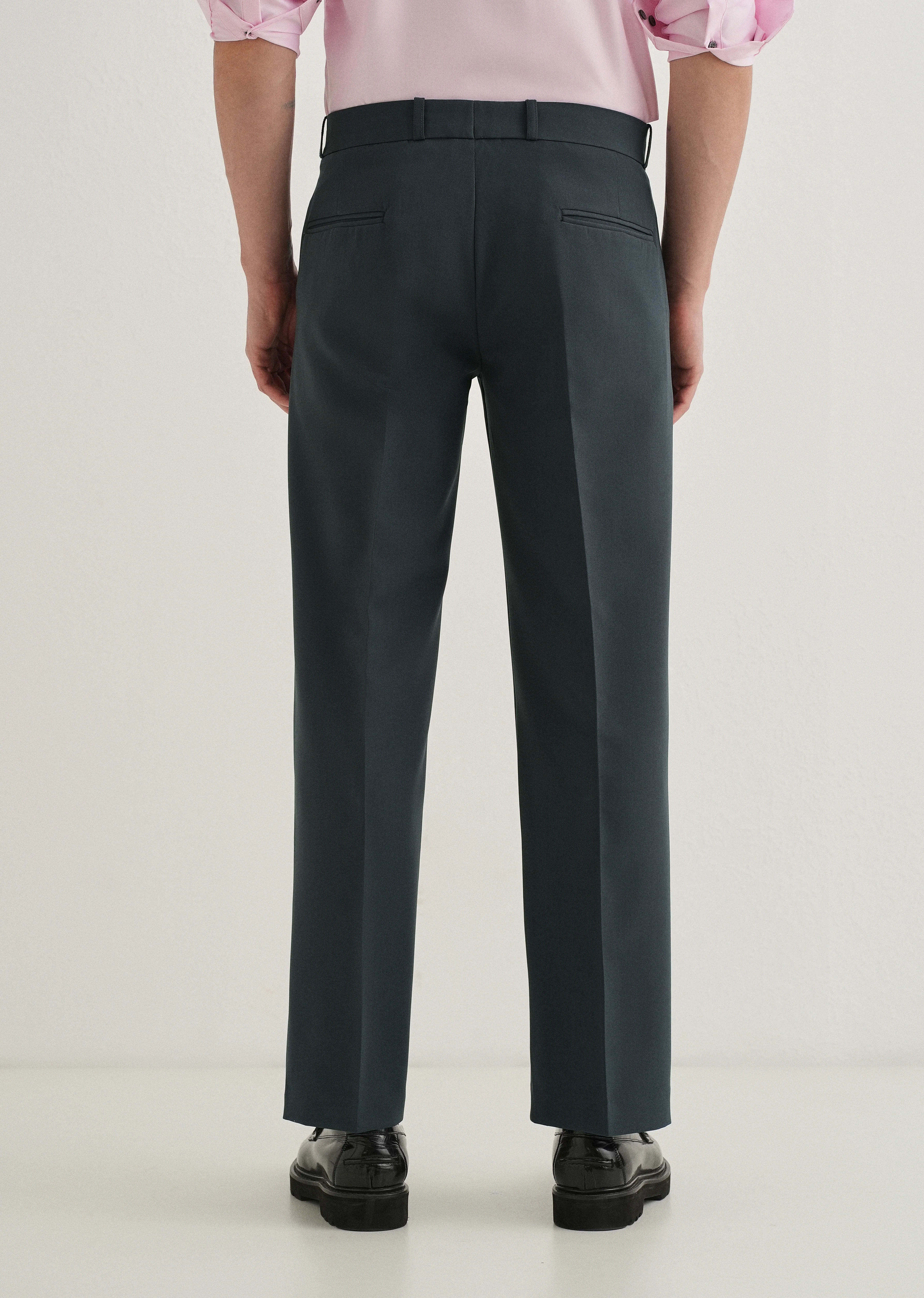 Charcoal Grey Button-Tab Pleat Trouser - Image 2