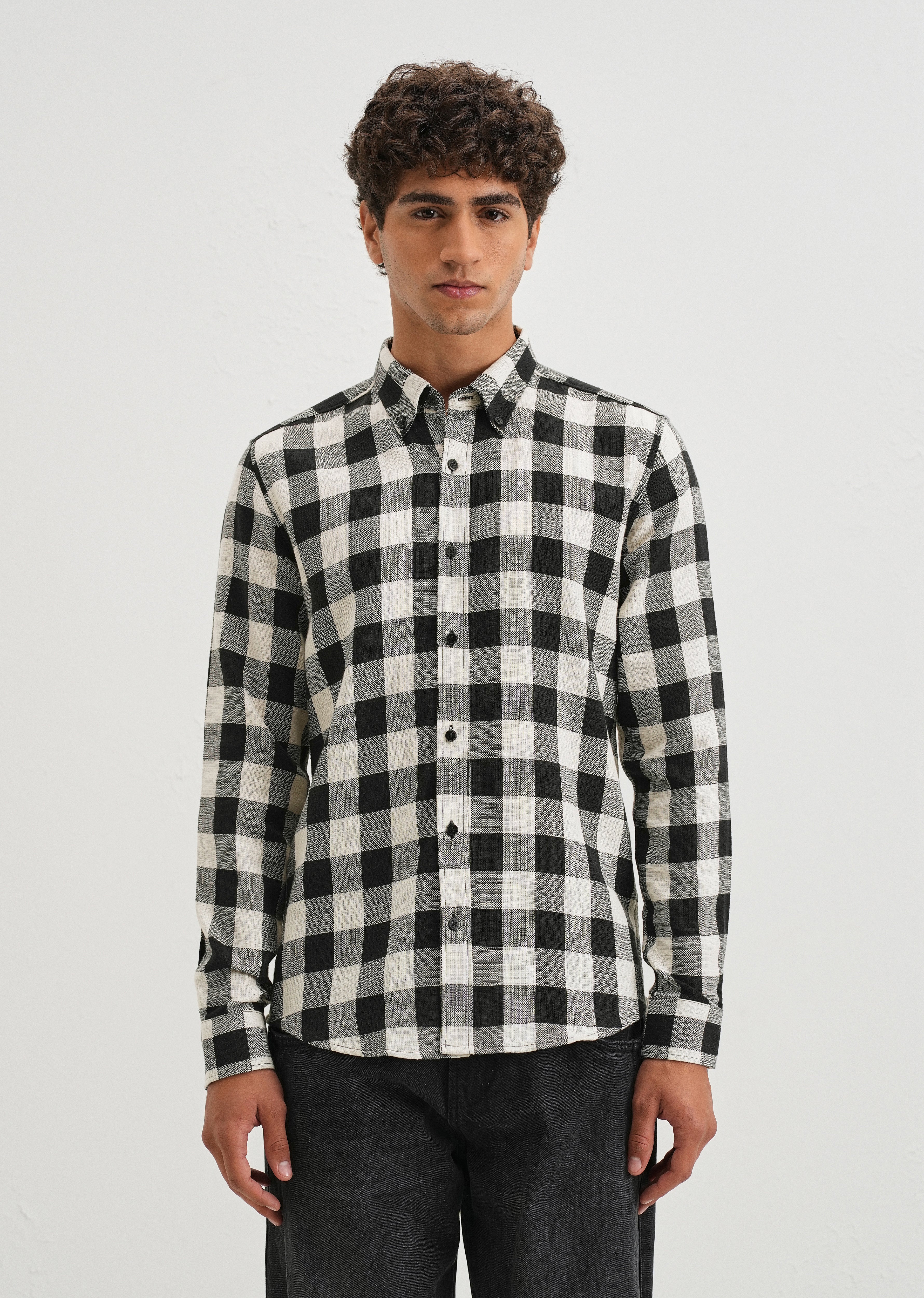 Chess Square Black Check Shirt - Image 3
