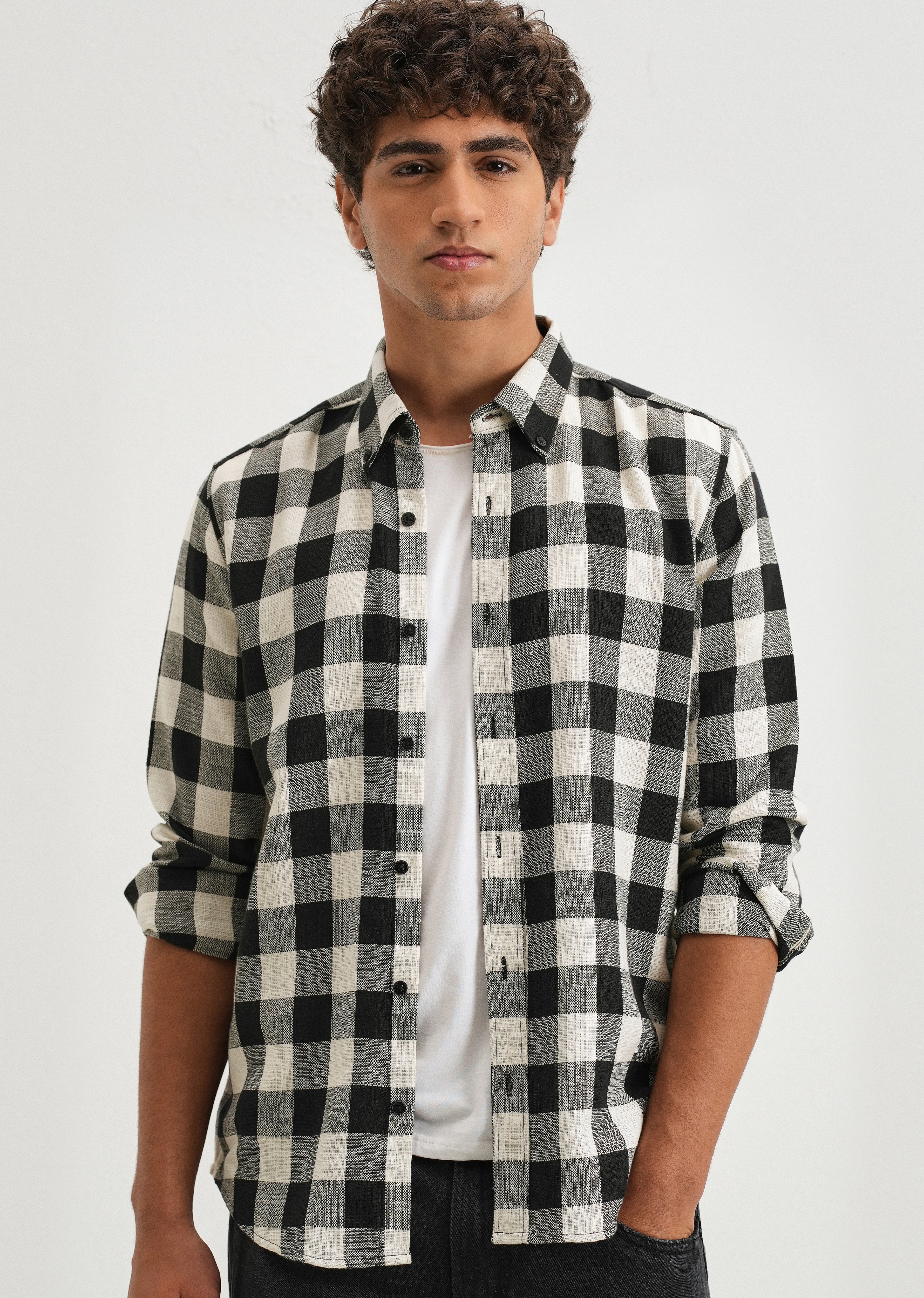 Chess Square Black Check Shirt - Image 7