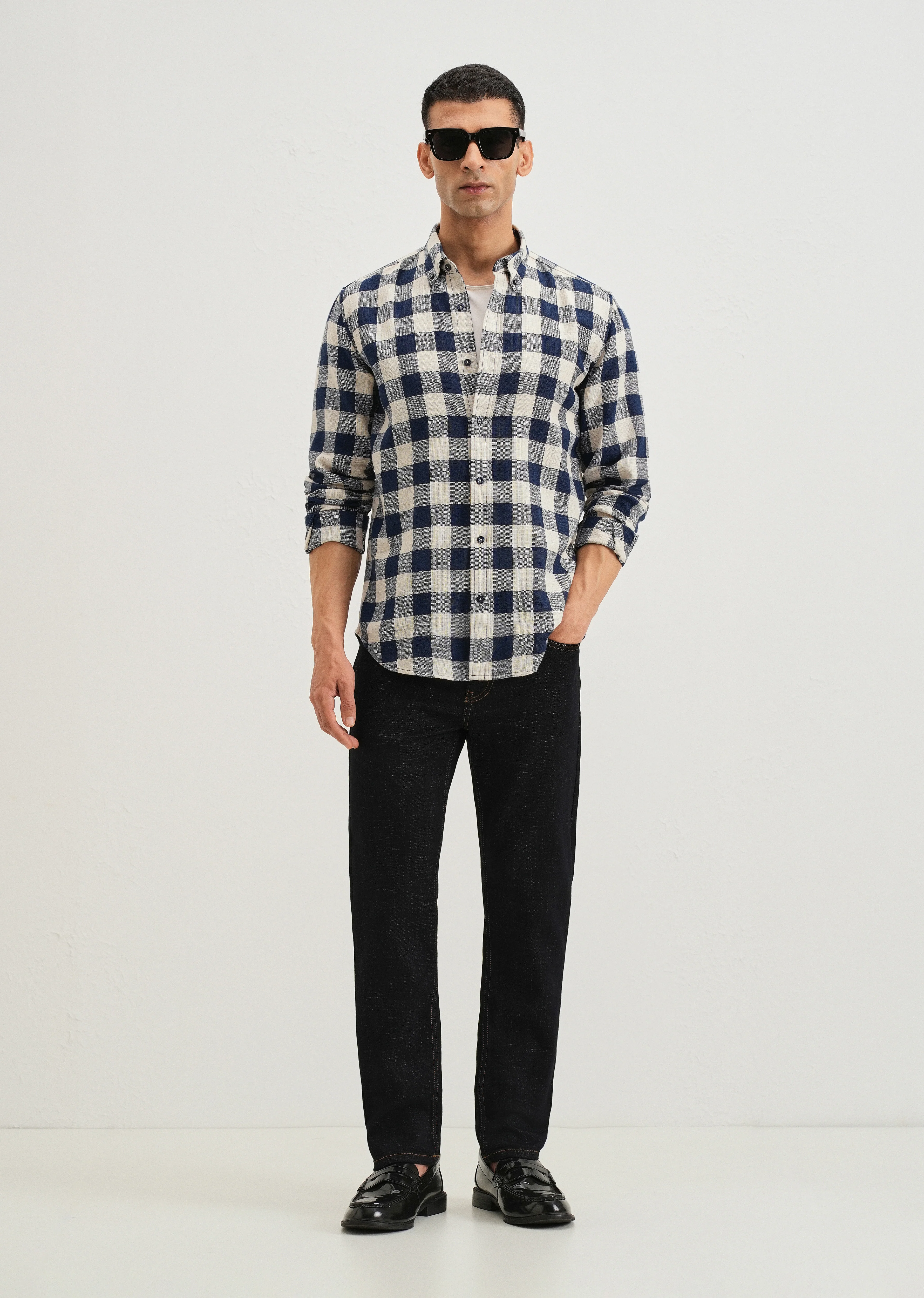 Chess Square Blue Check Shirt - Image 6