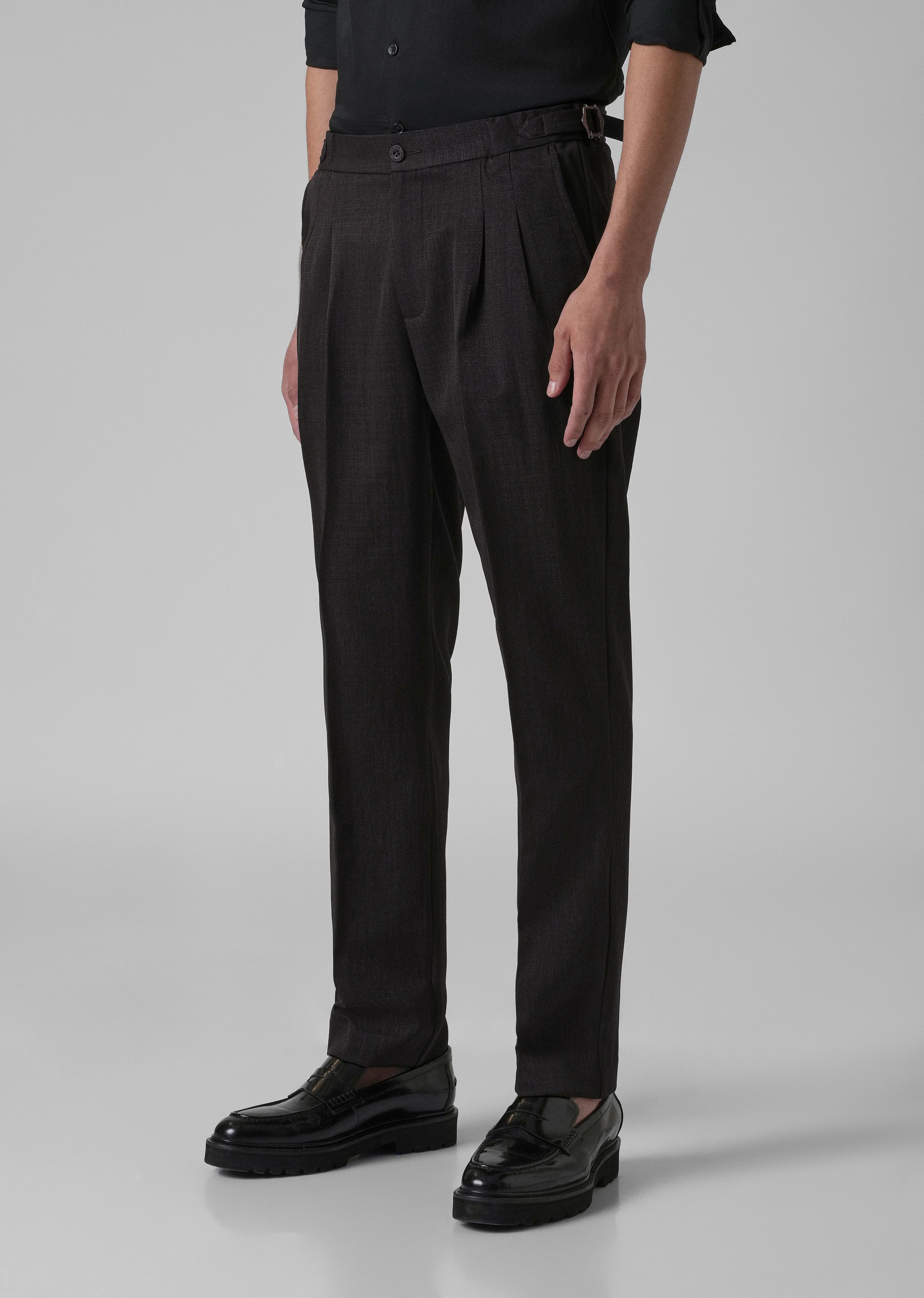 Chocolate Brown Pleated Gurkha Pant - Image 4