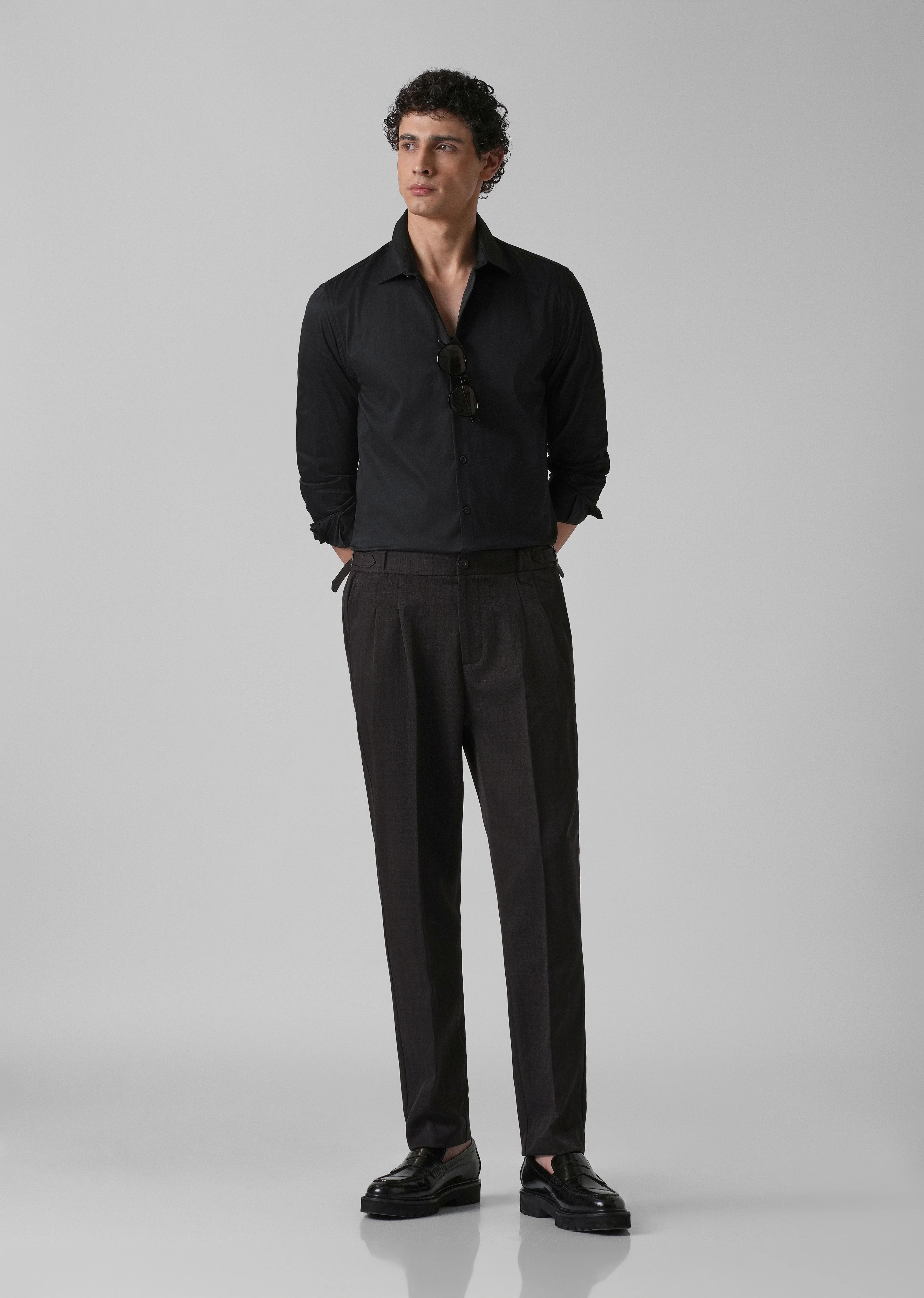 Chocolate Brown Pleated Gurkha Pant - Image 6