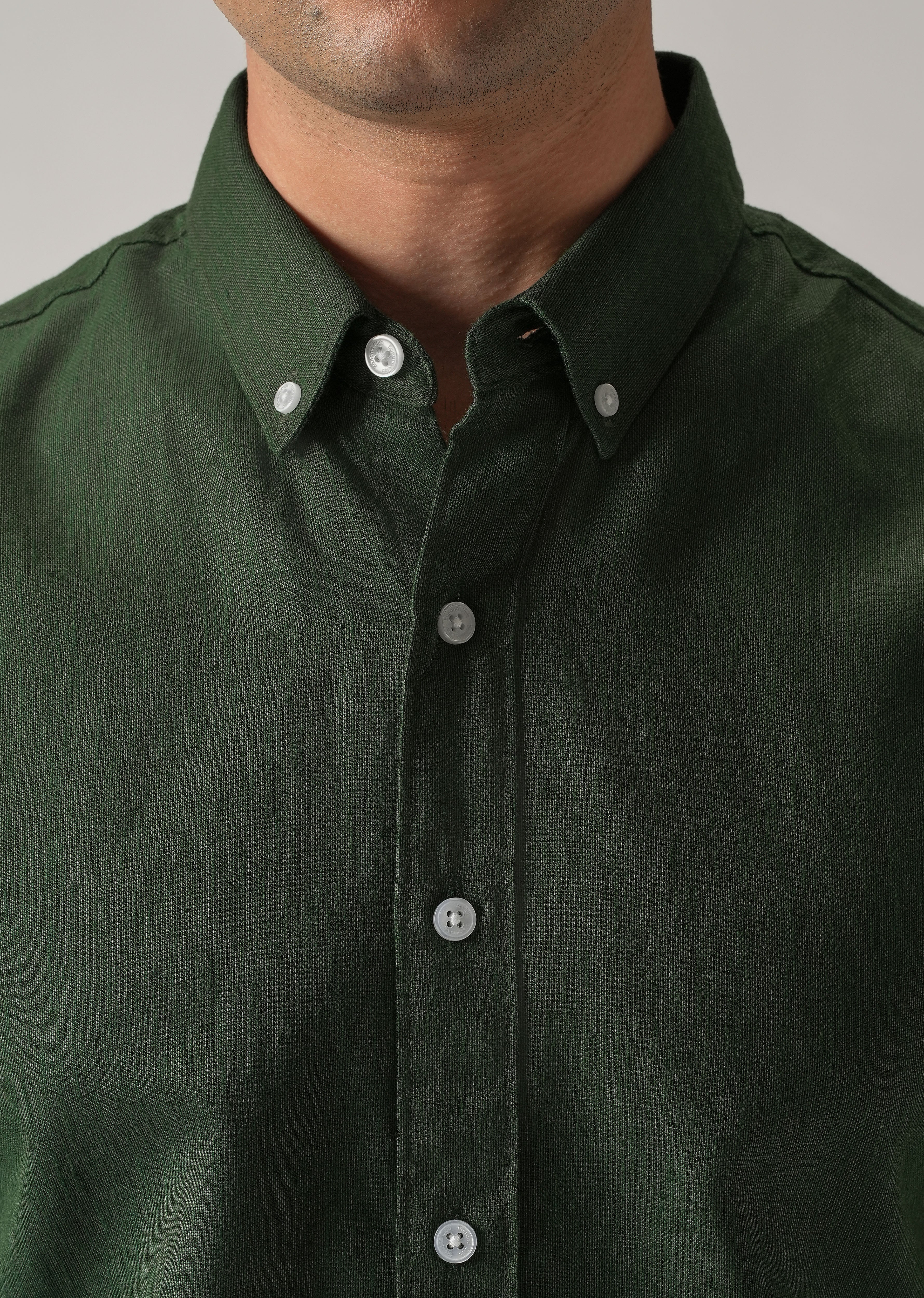 Cilantro Green Blended Linen shirt - Image 5