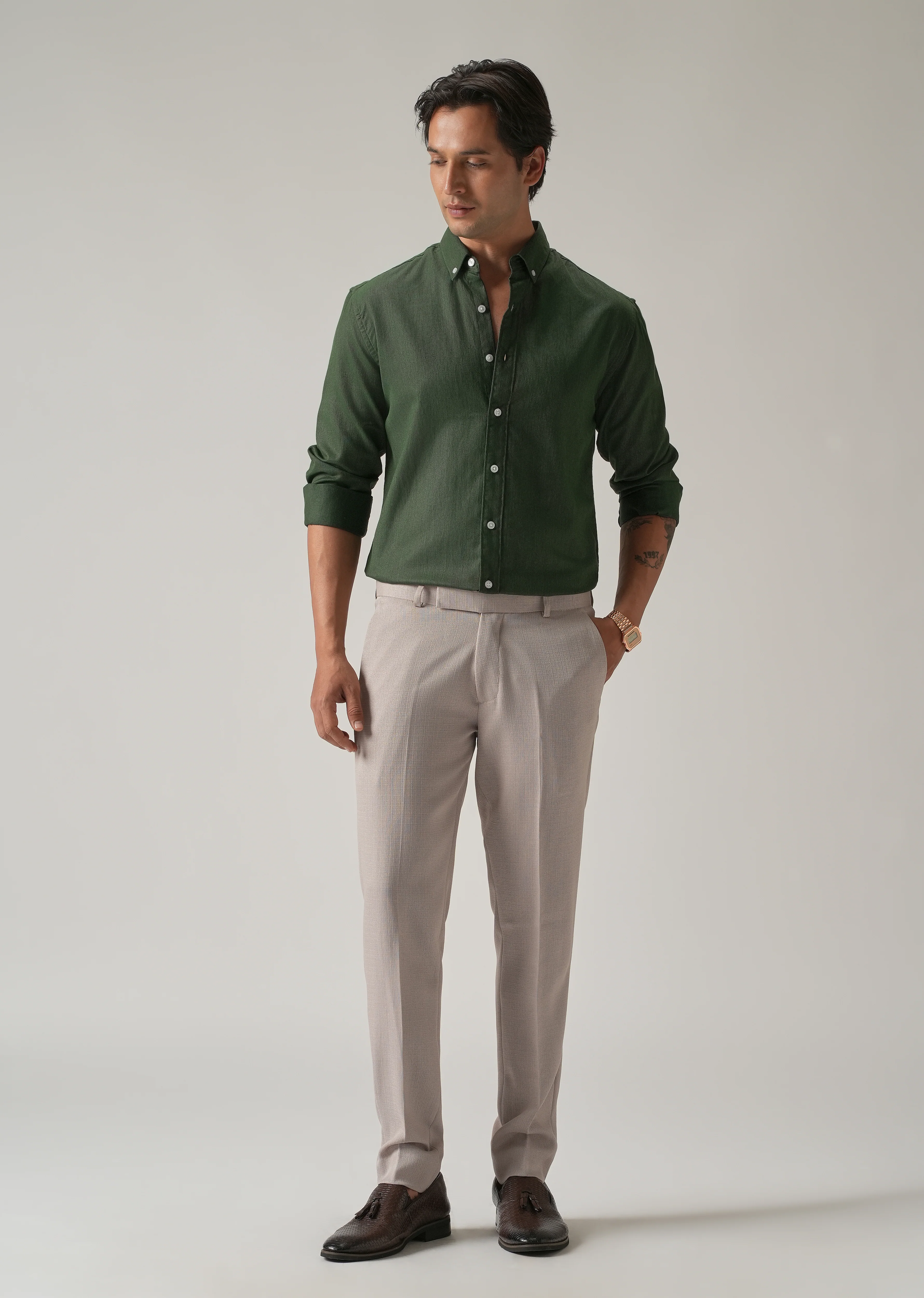 Cilantro Green Blended Linen shirt - Image 6