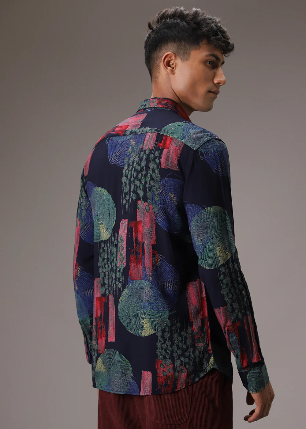 Circular Abstract Blue Feather Shirt - Image 3