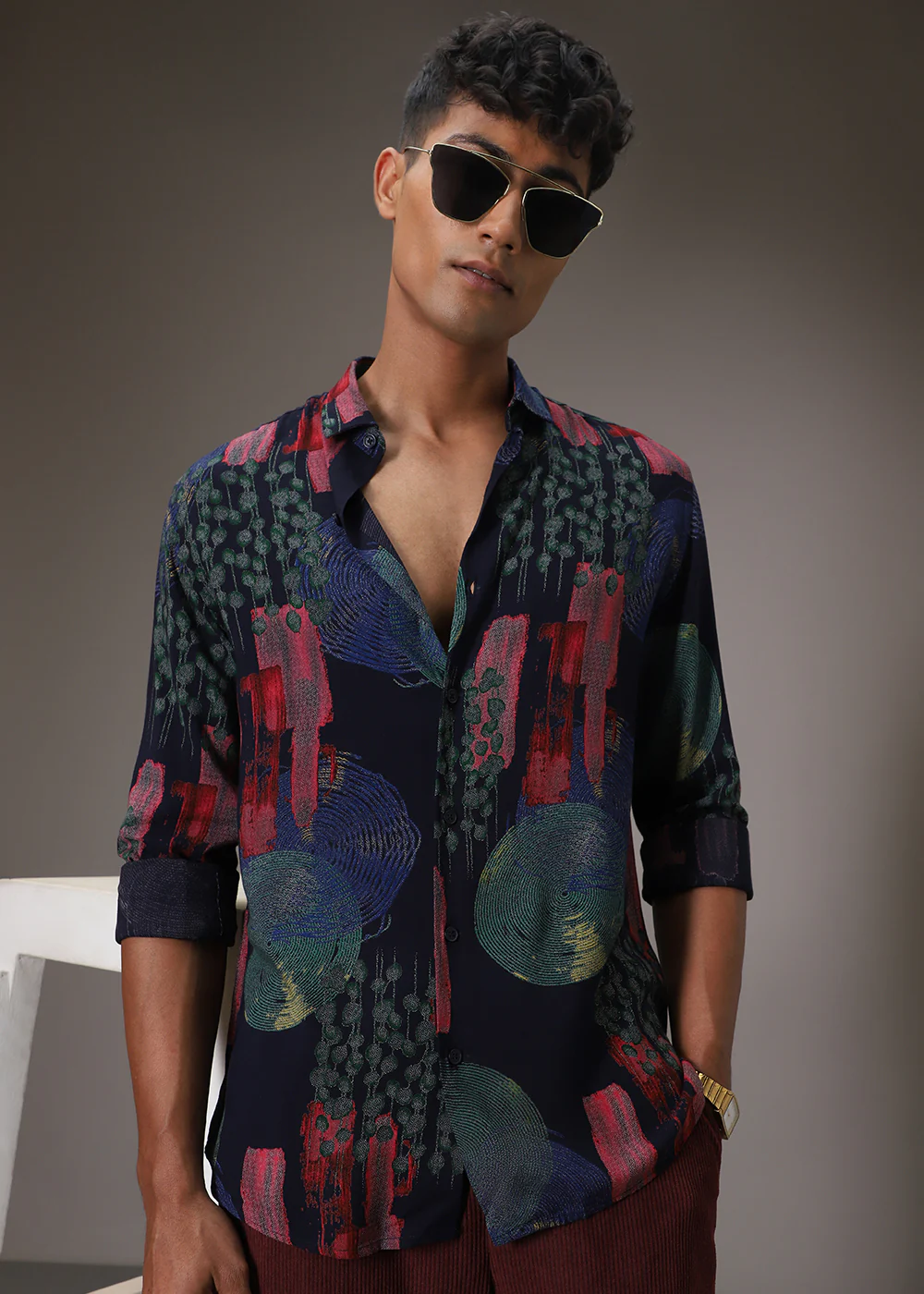 Circular Abstract Blue Feather Shirt - Image 4