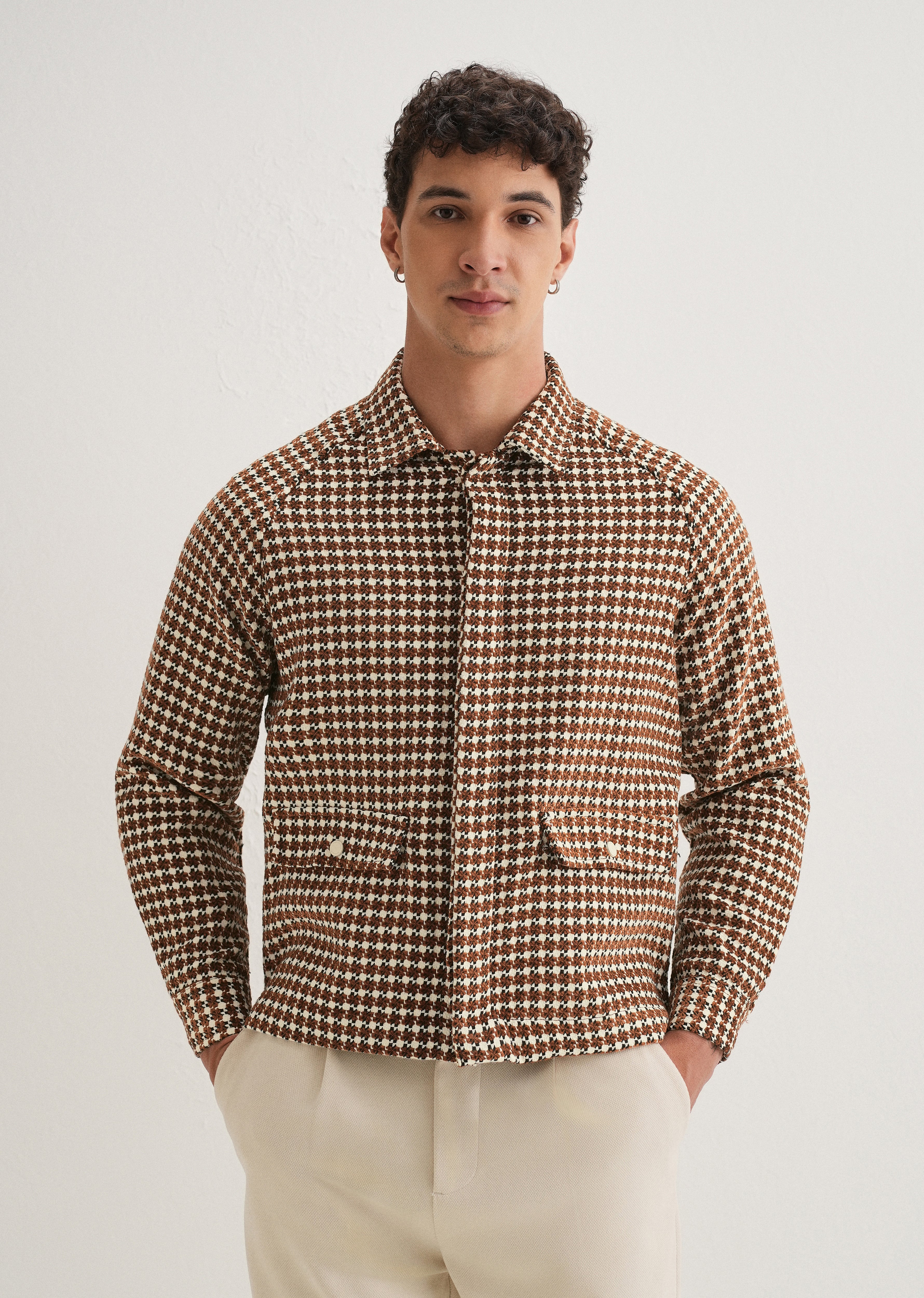 Classic Brown Houndstooth Shacket - Image 4