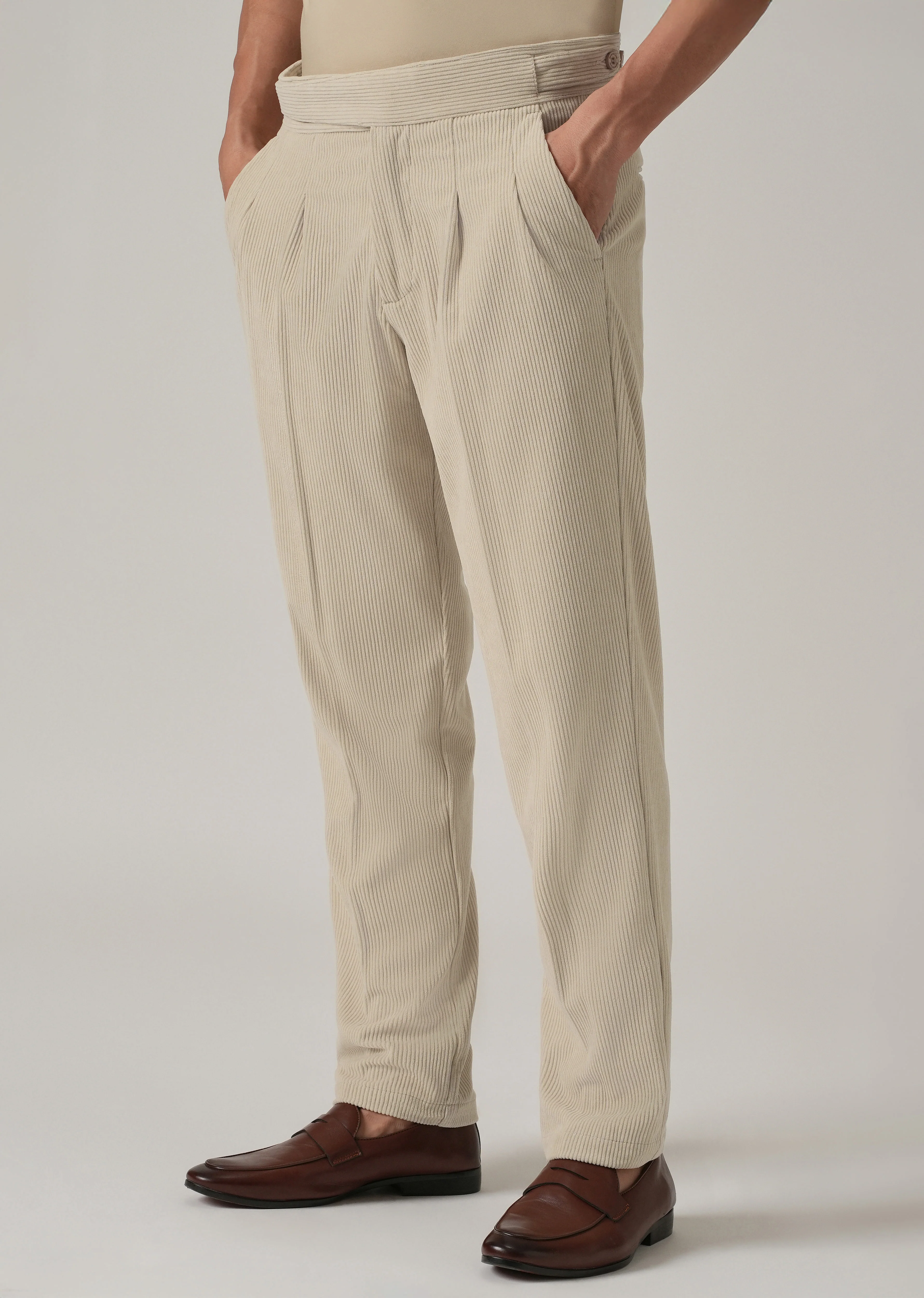 Classic Cream Corduroy Gurkha Pants - Image 4