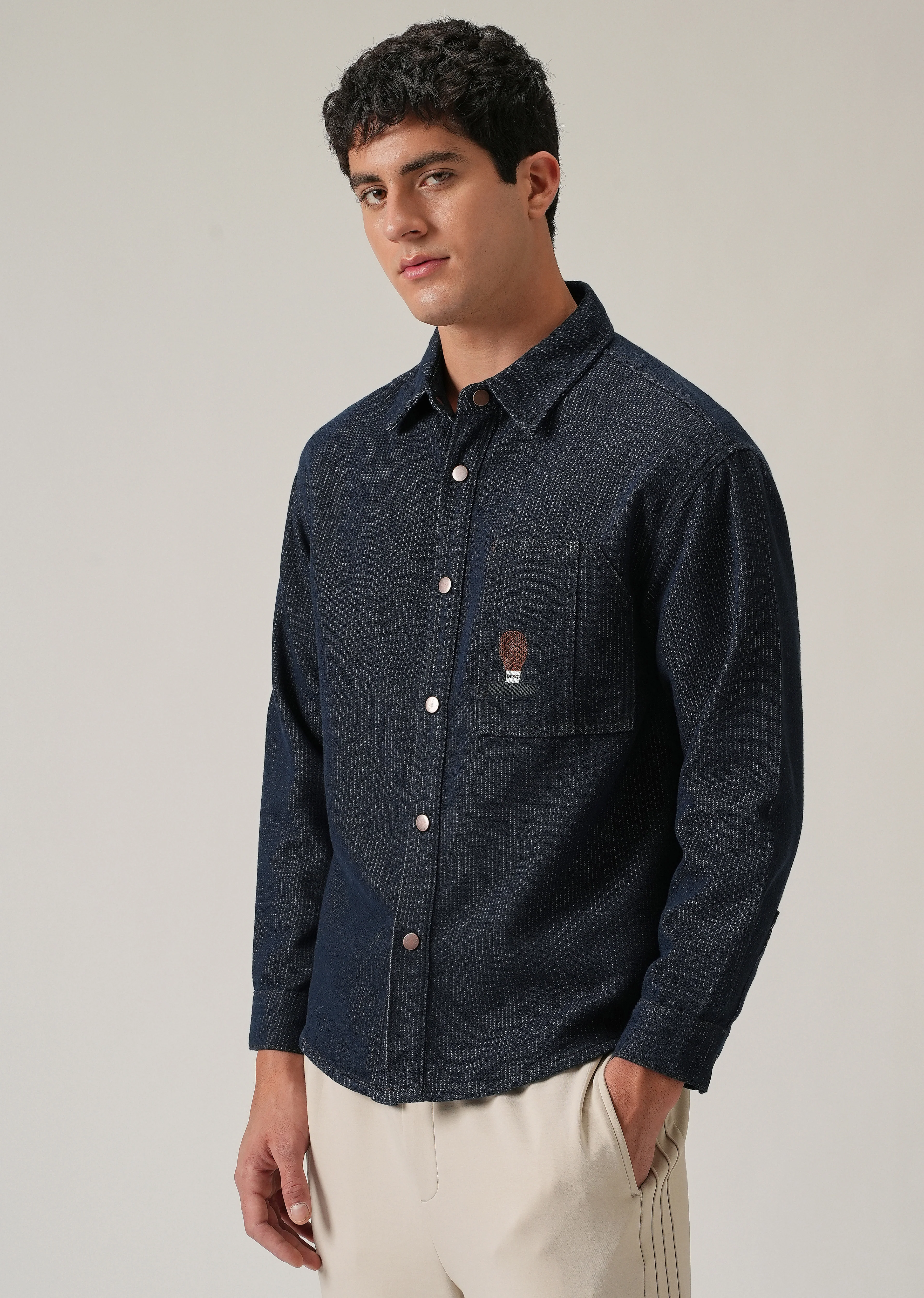 Classic Denim Jacquard Jacket - Image 4