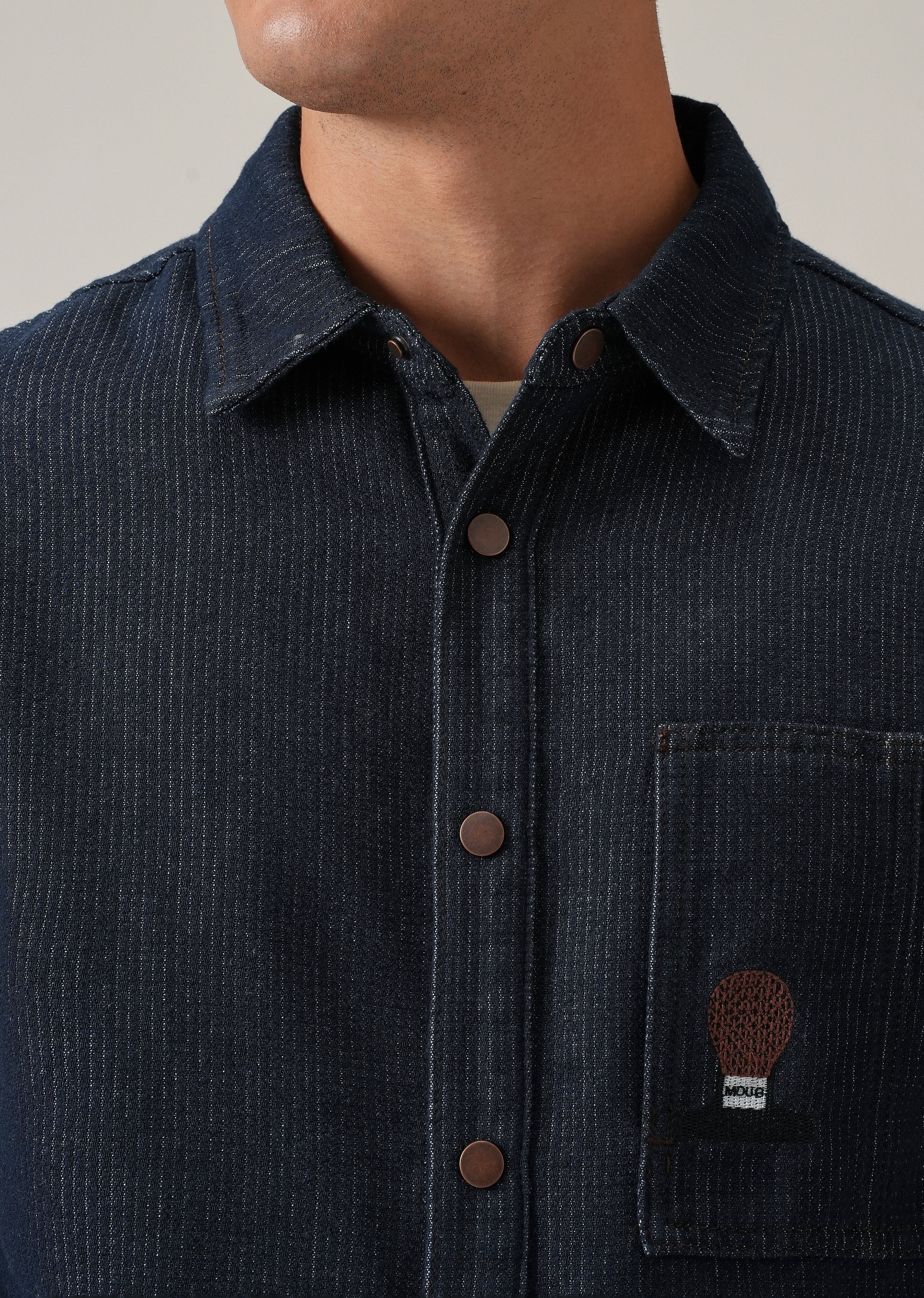Classic Denim Jacquard Jacket - Image 5