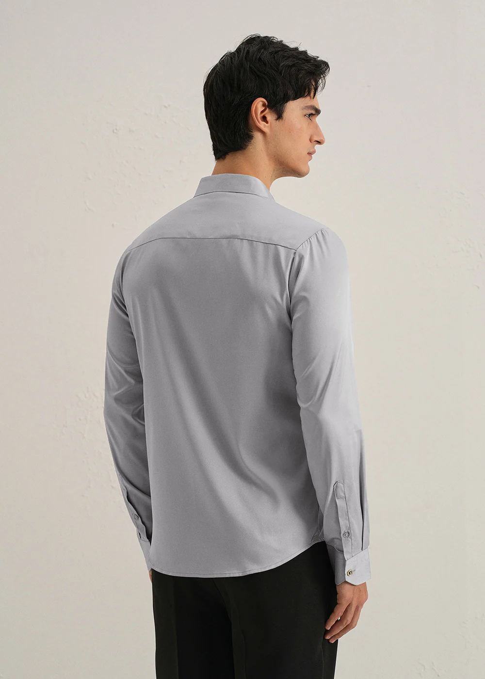 Cloud Grey Plain Stitchless Placket Shirt - Image 4