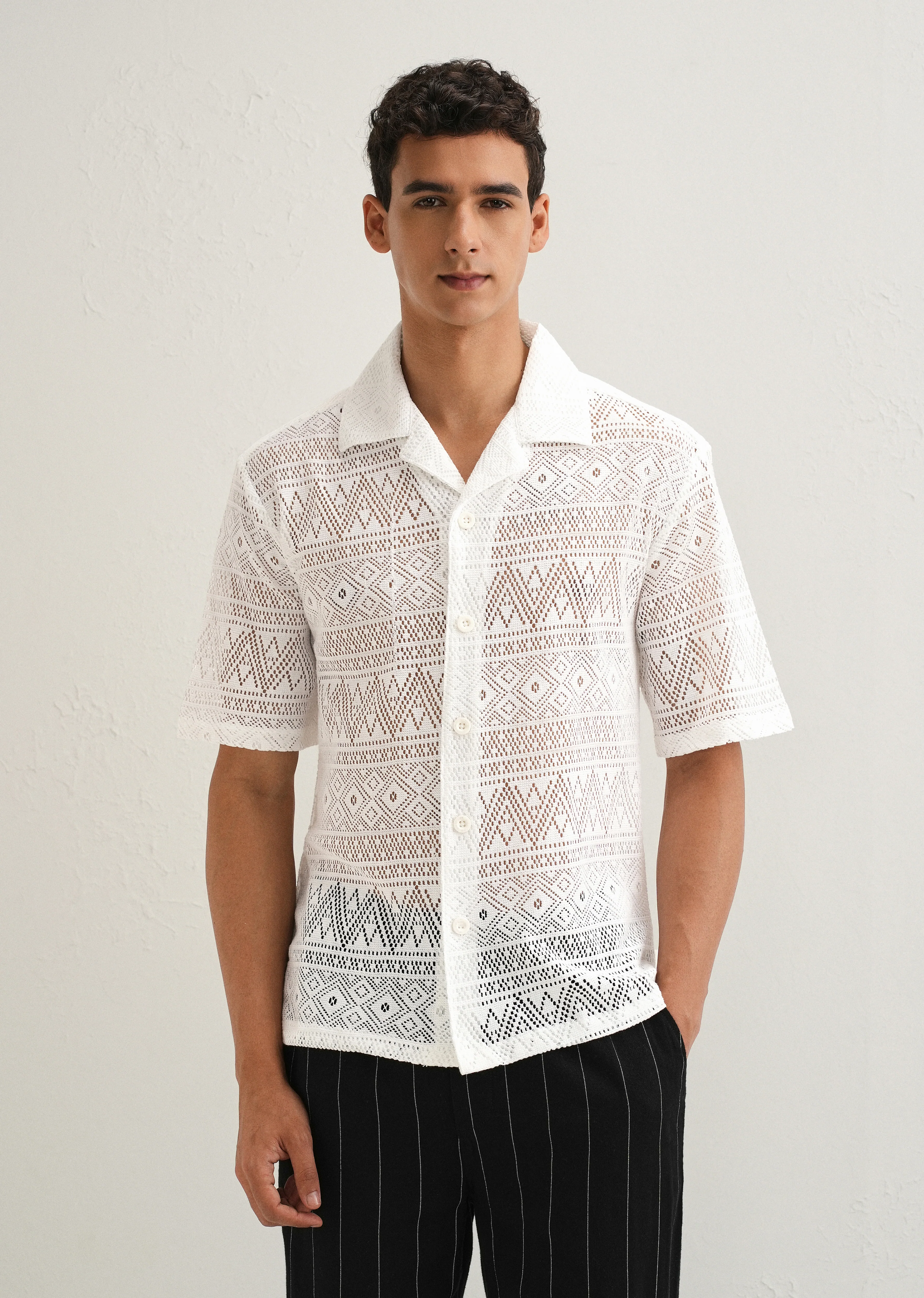 Cloud White Crochet Shirt - Image 3