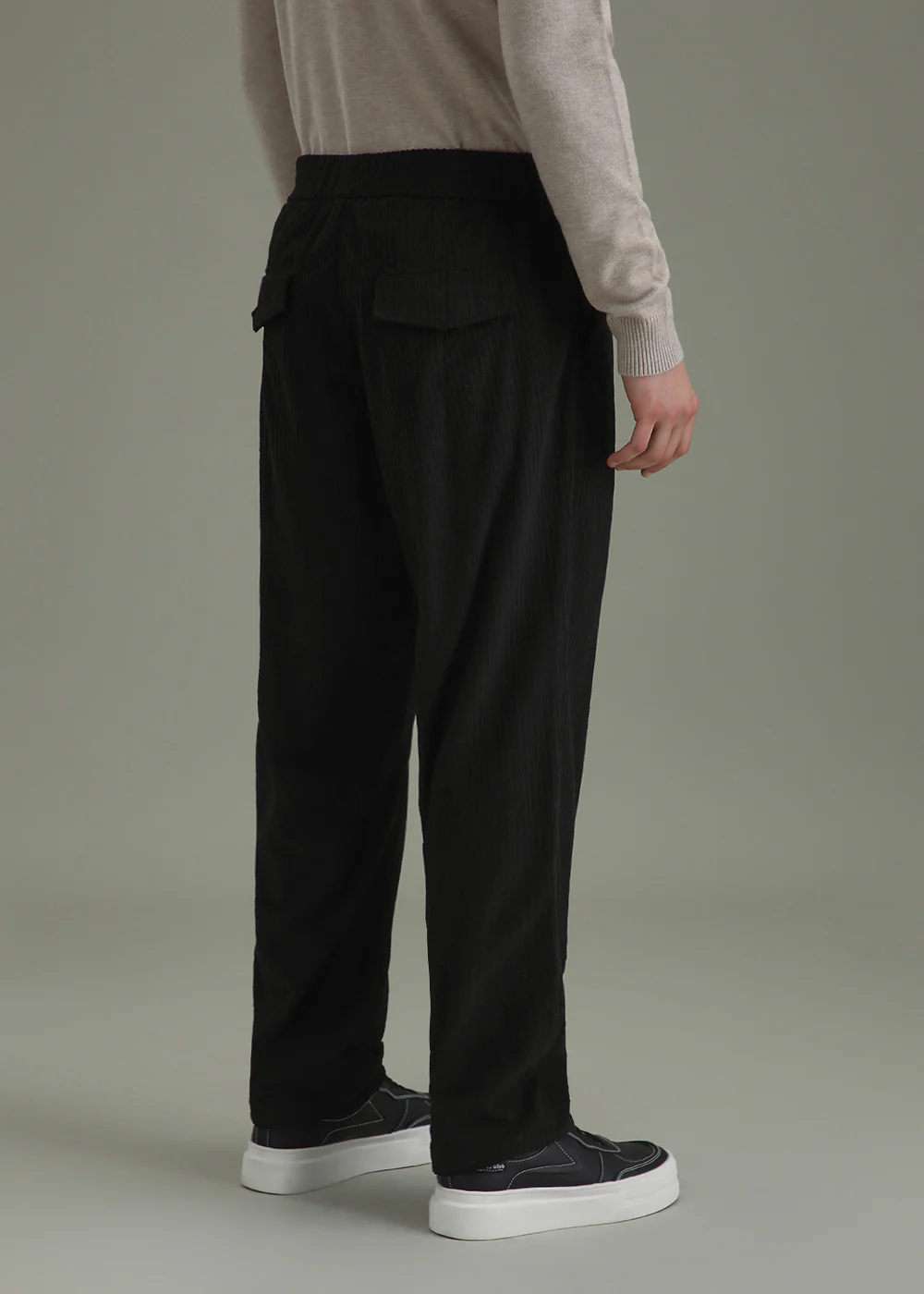 Coal Black Drawstring Corduroy Pant - Image 4