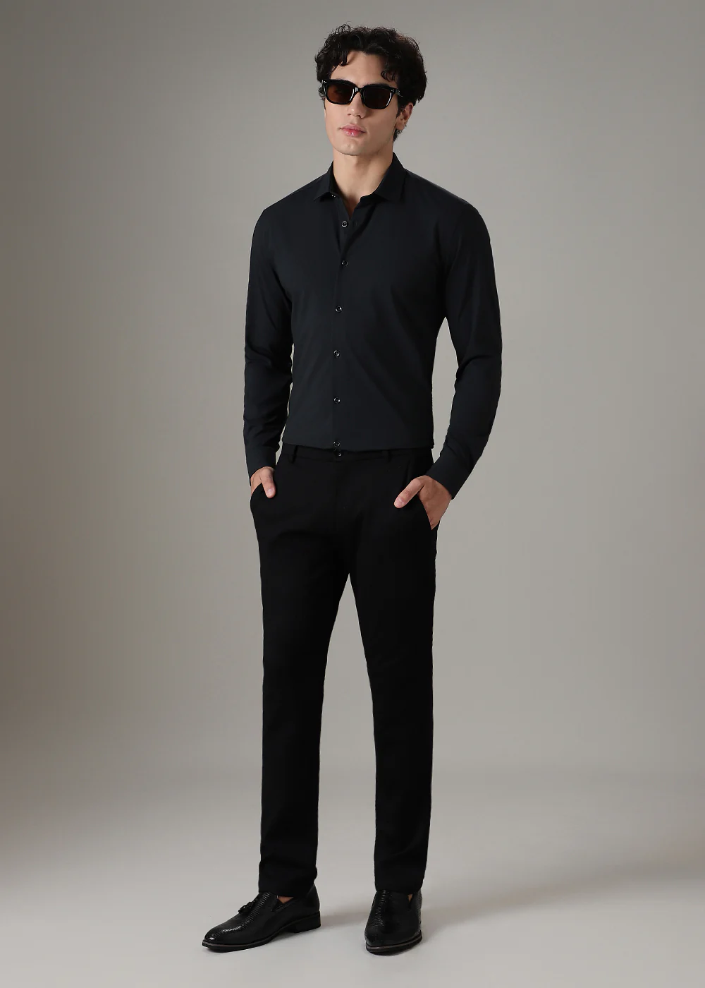 Coal Black Plain Wrinkle Free Shirt - Image 6