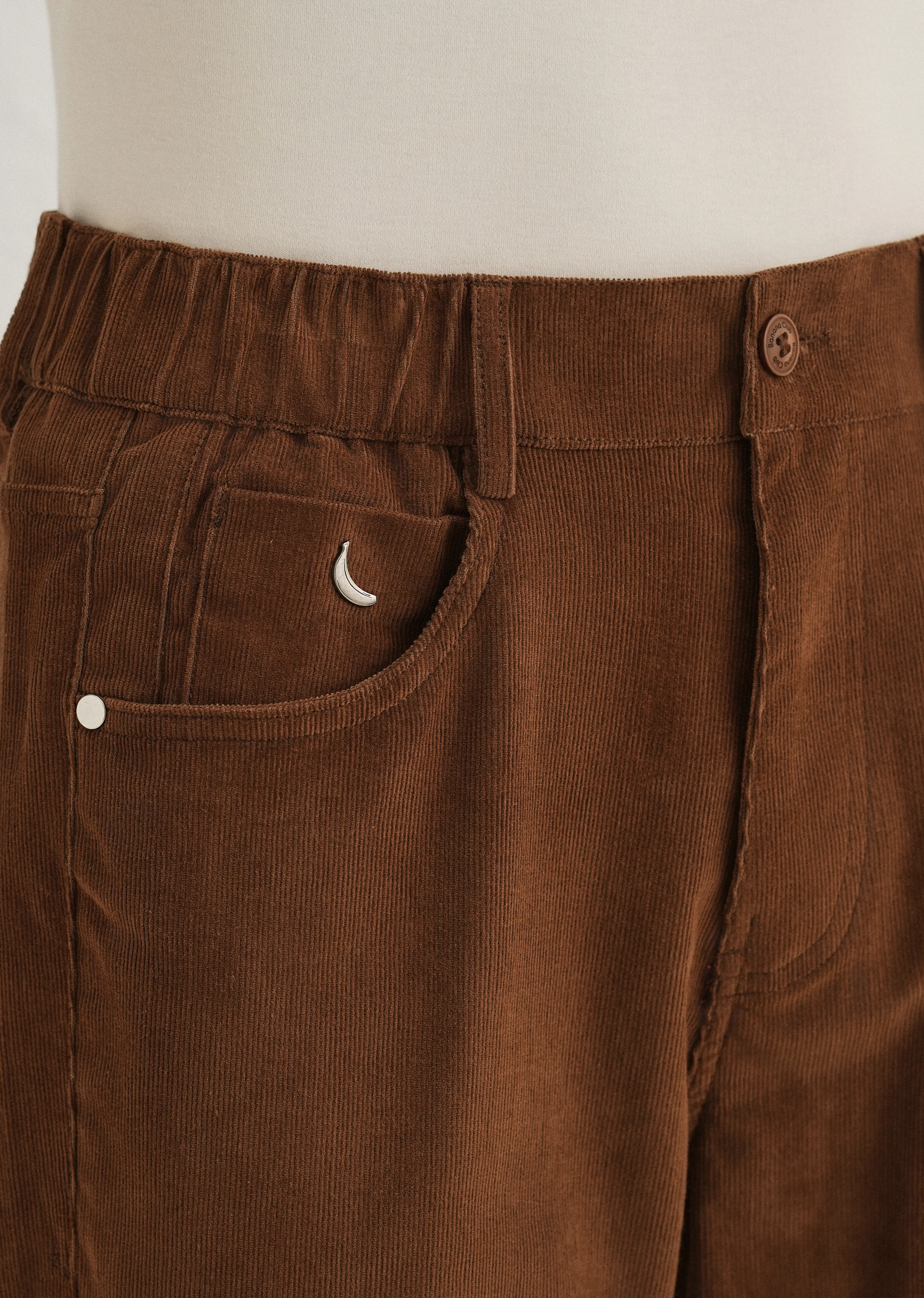 Coffee Brown Semi-Elasticated Corduroy Pant - Image 5