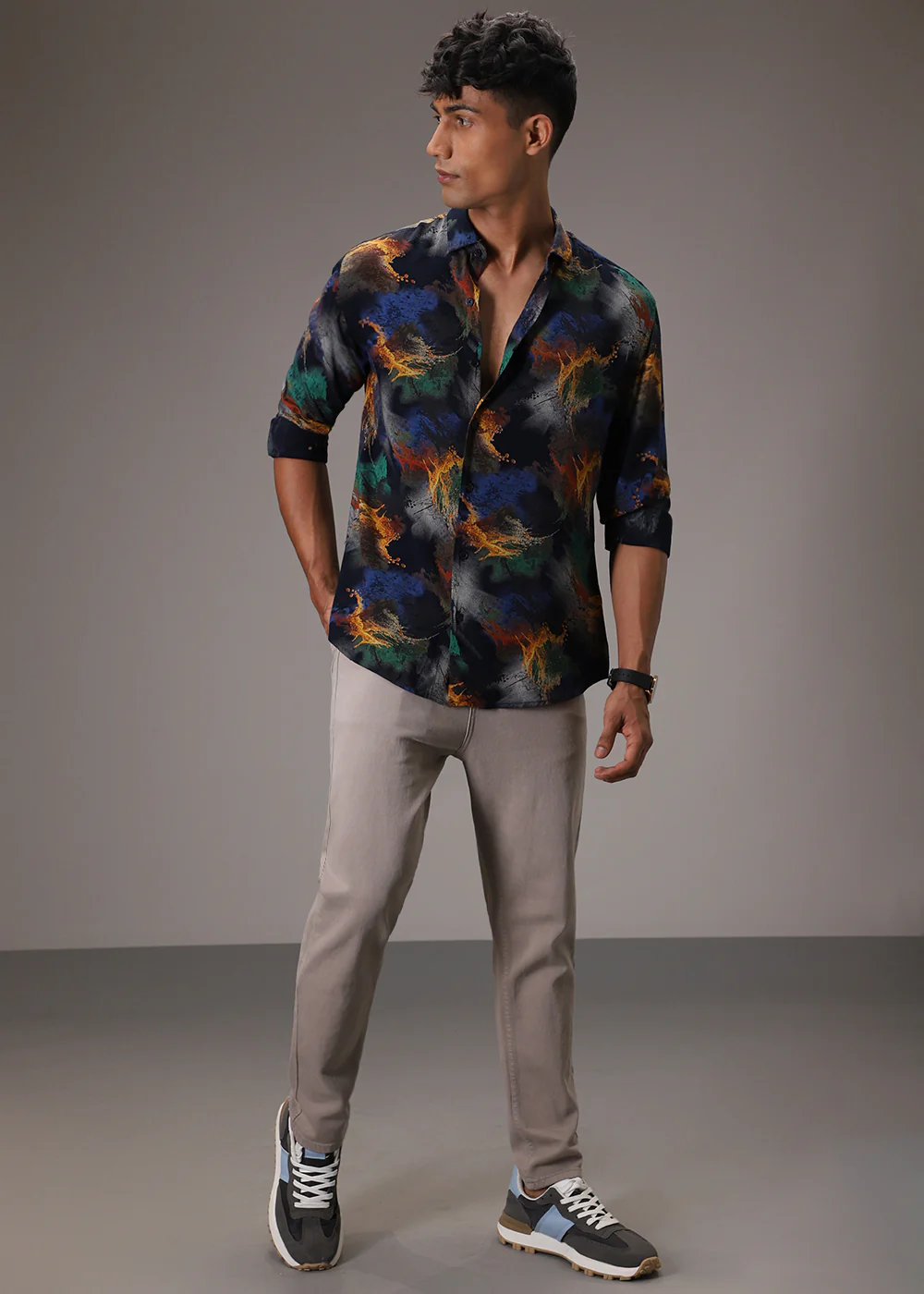 Color Cascade Blue Feather Shirt - Image 4