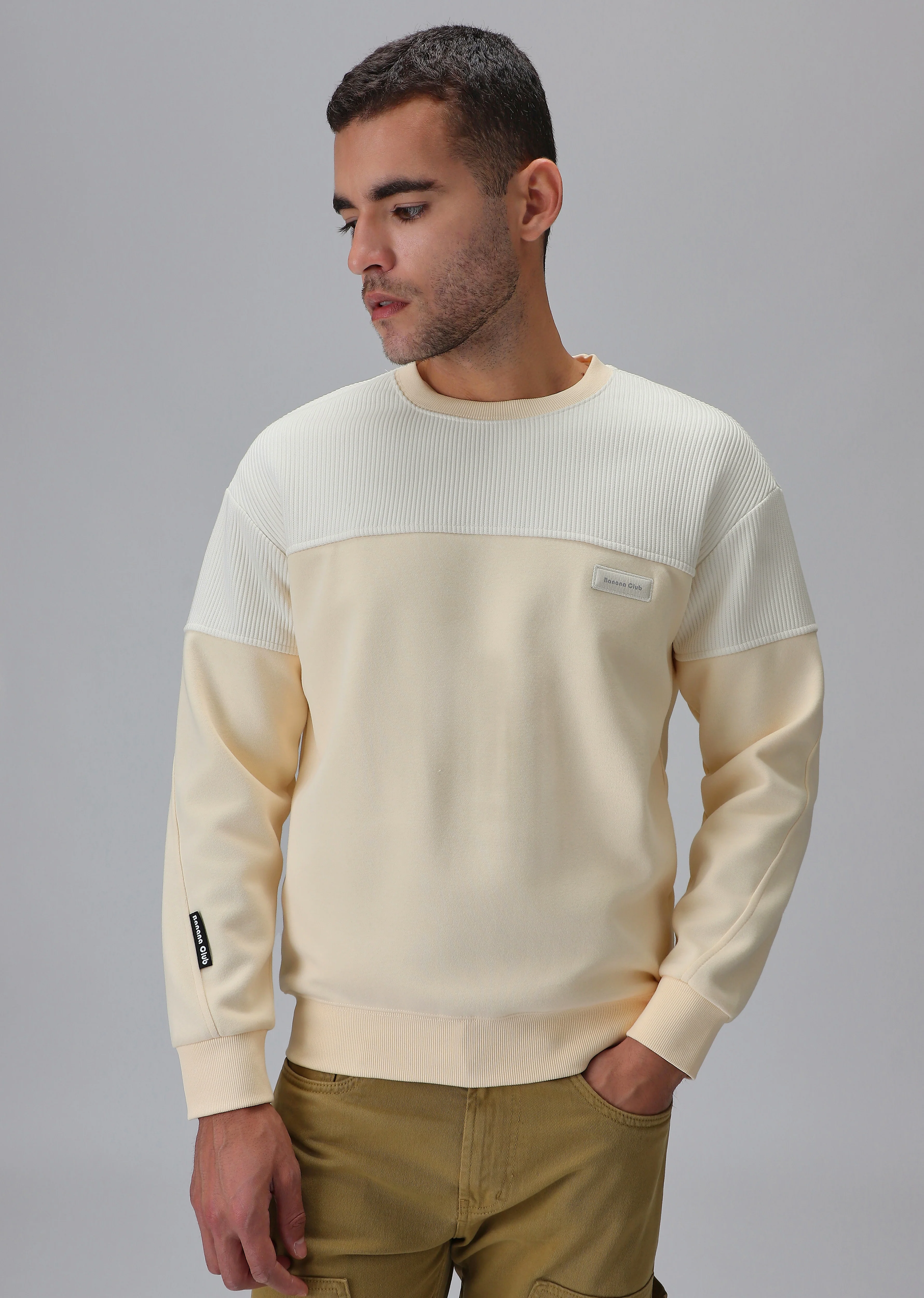 Colour Block Cream Sweatshirt - Image 3