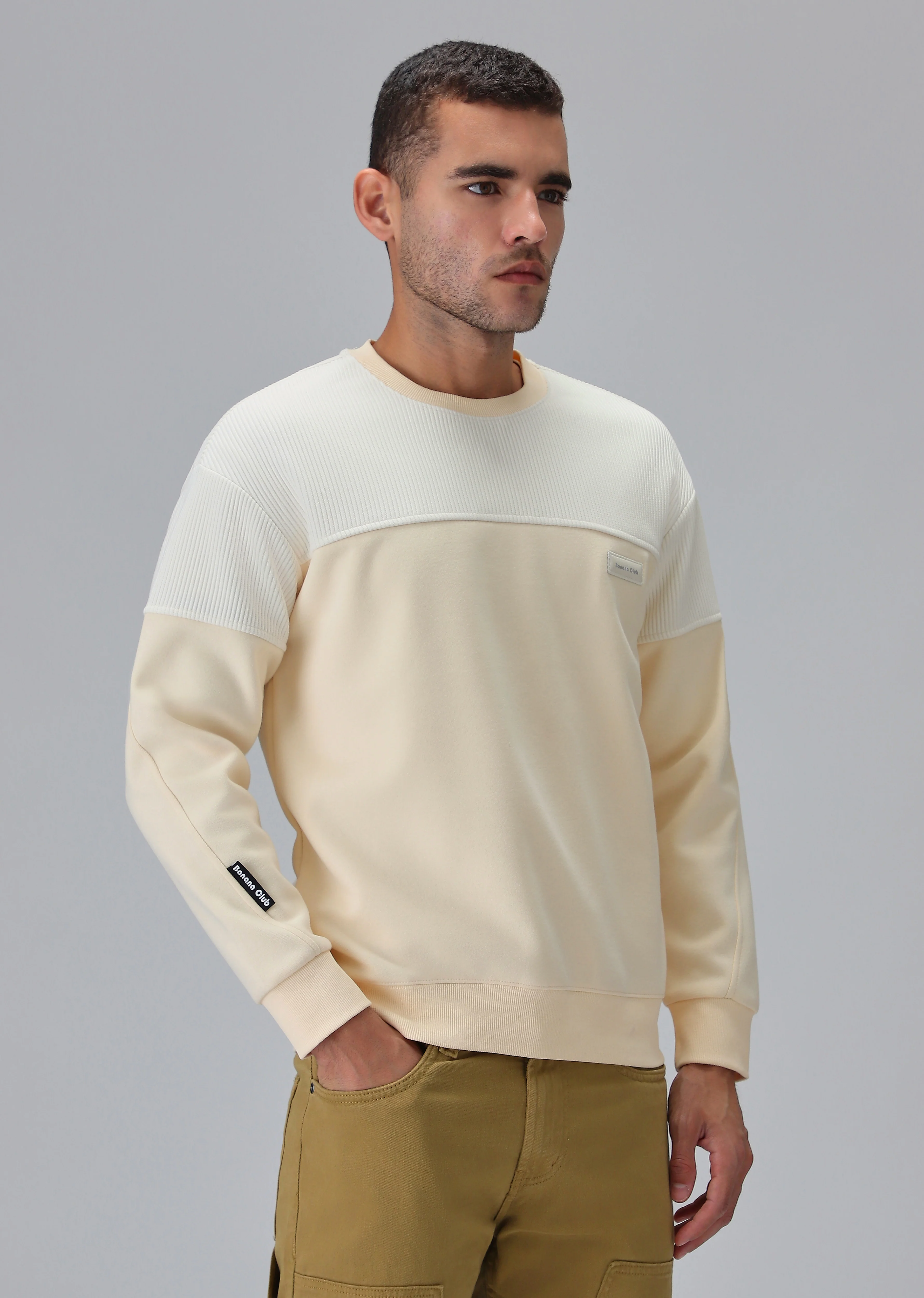 Colour Block Cream Sweatshirt - Image 4