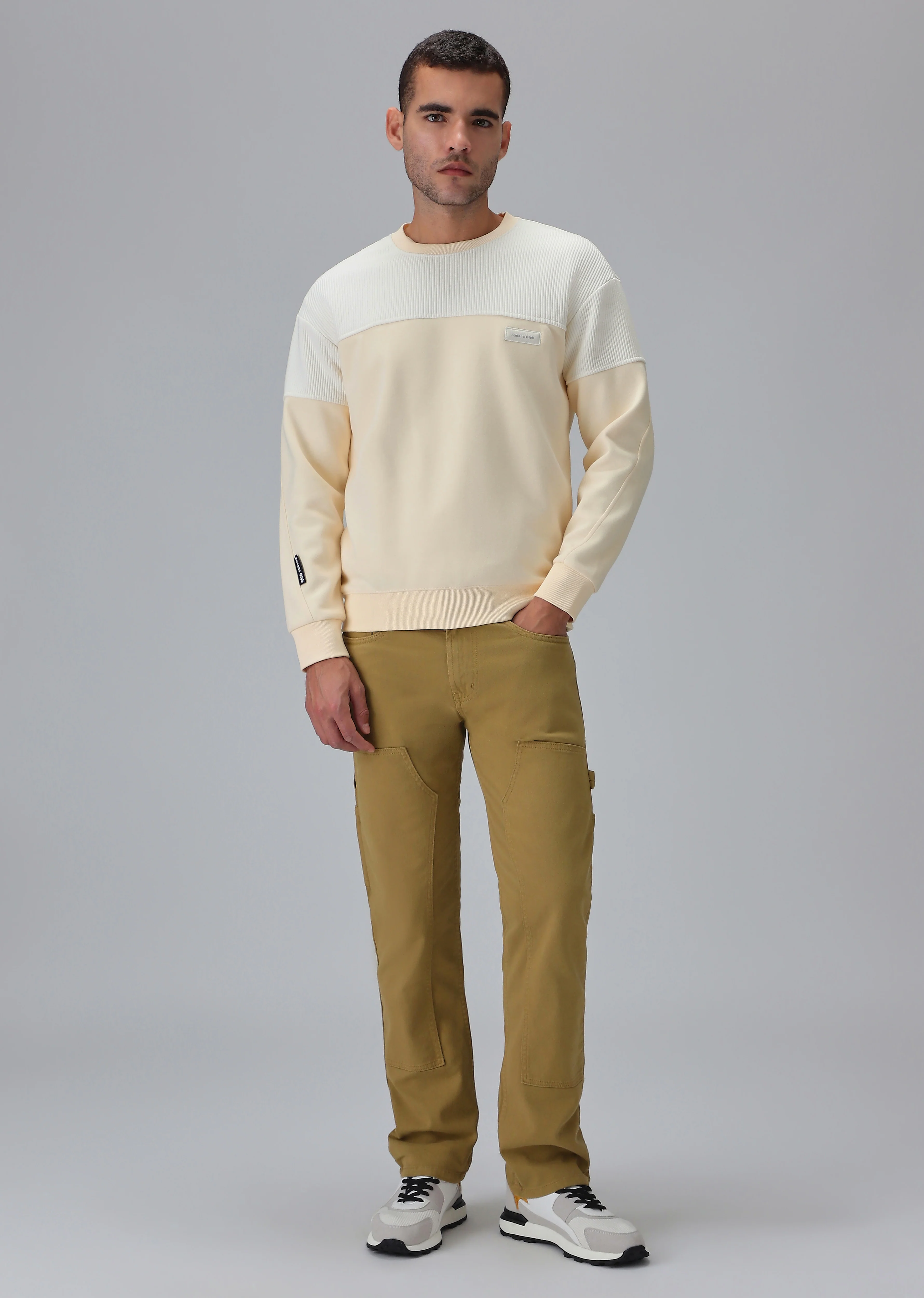 Colour Block Cream Sweatshirt - Image 6