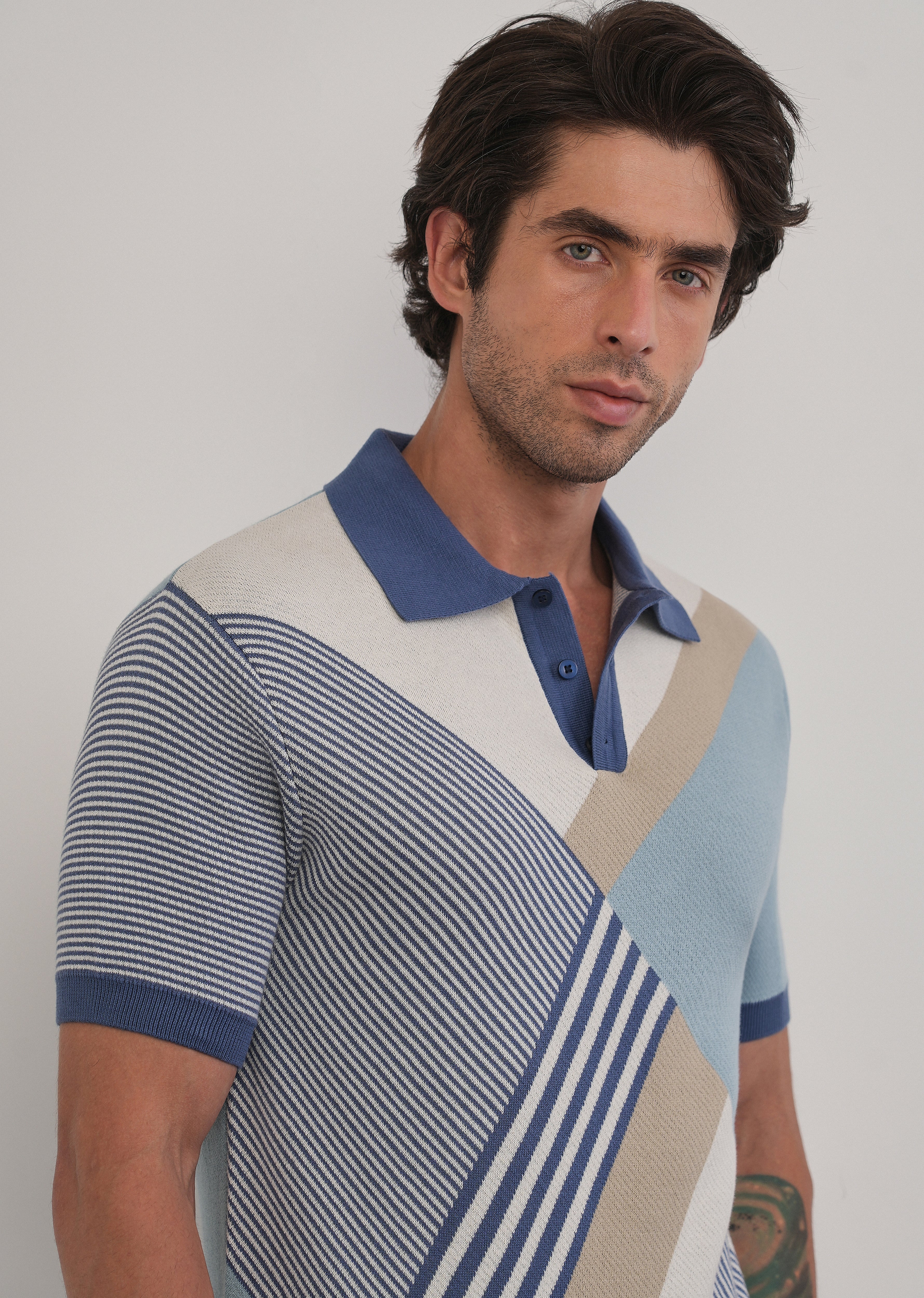Cotton Multicolour Knitted Polo - Image 5
