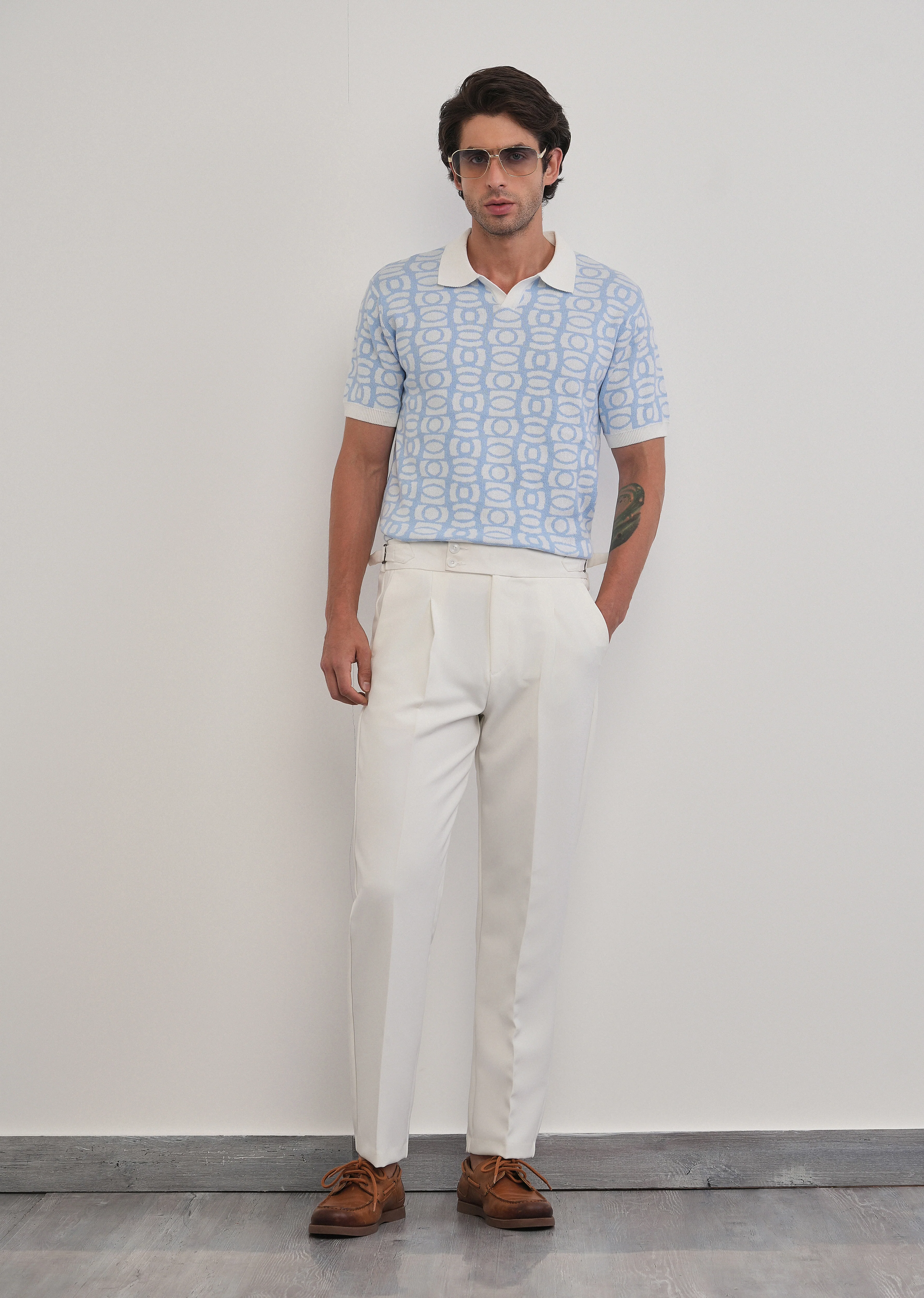 Cotton Sky Blue Knitted Polo - Image 8