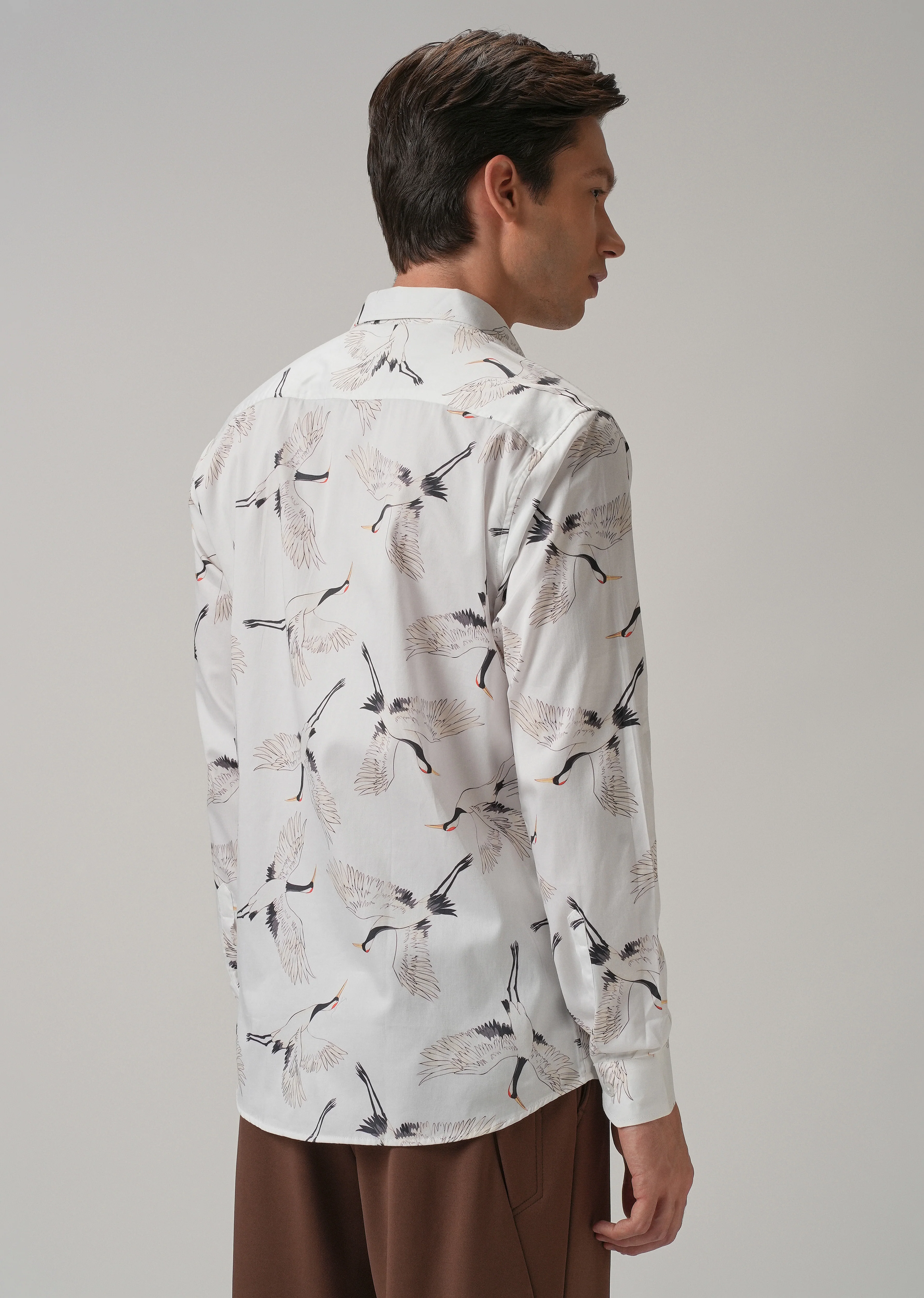 Crane Bird Print Shirt - Image 2