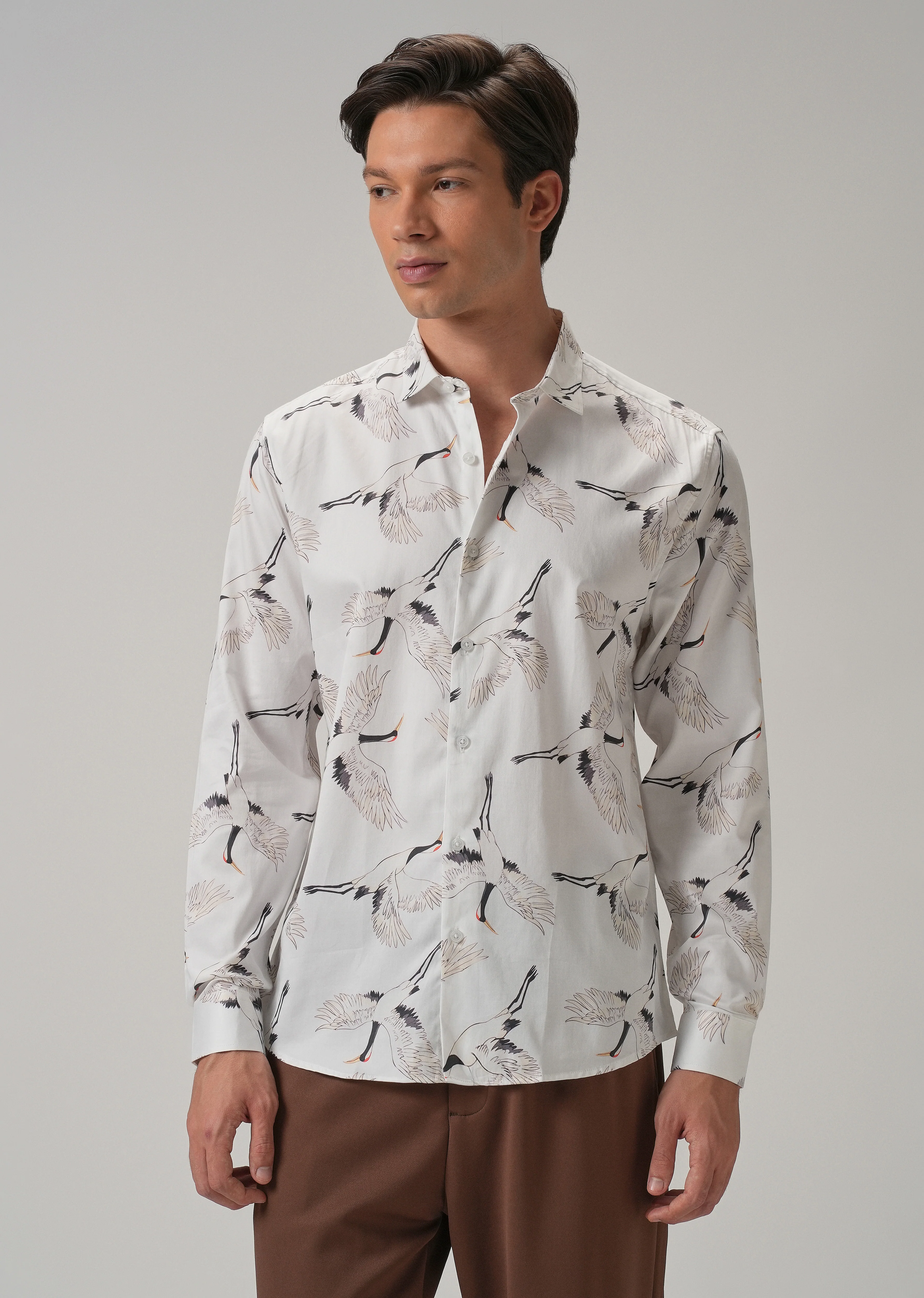 Crane Bird Print Shirt - Image 4