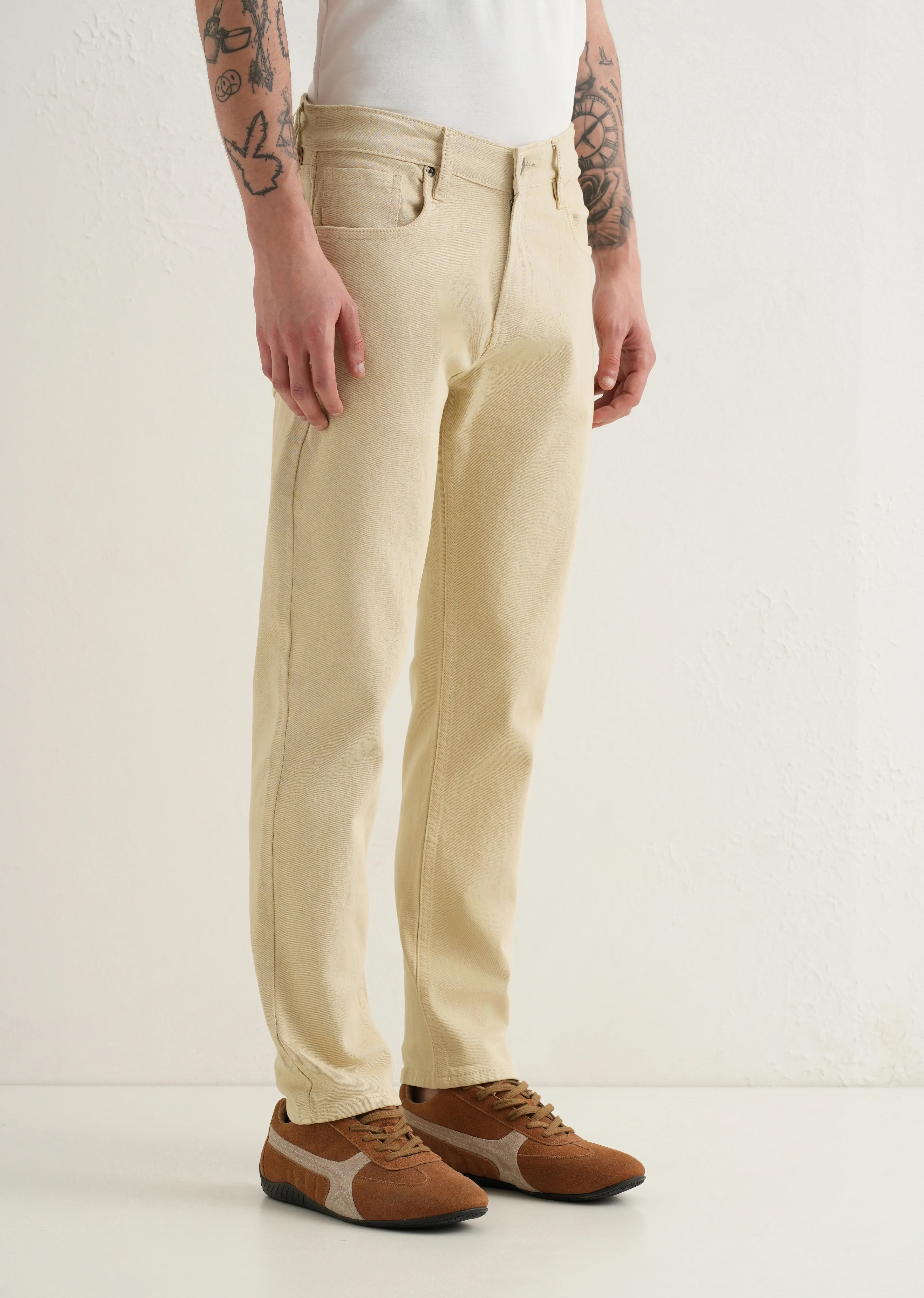 Cream Ankle Slim Fit Denim - Image 4
