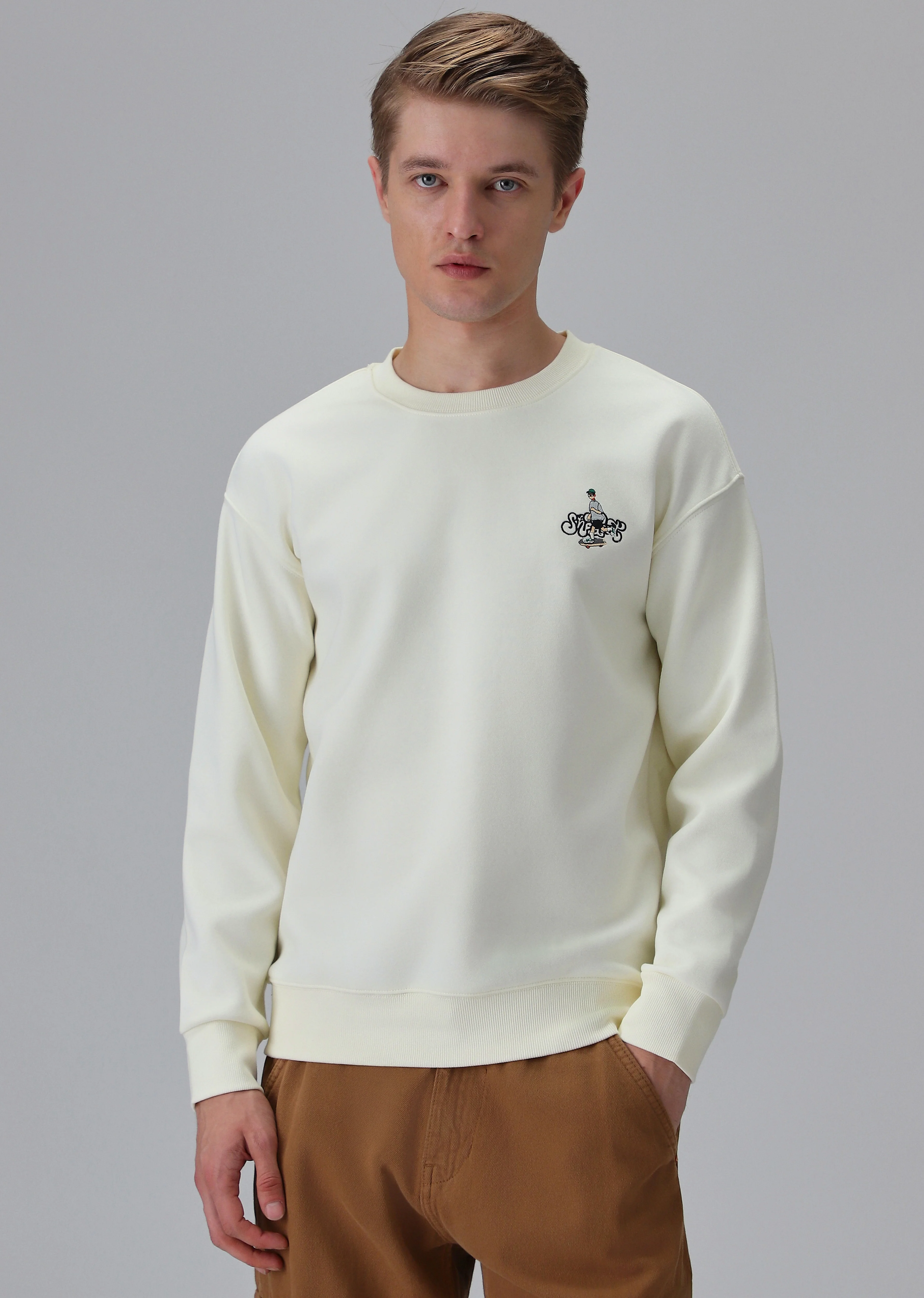 Cream Back Emboss Sweatshirt - Image 3