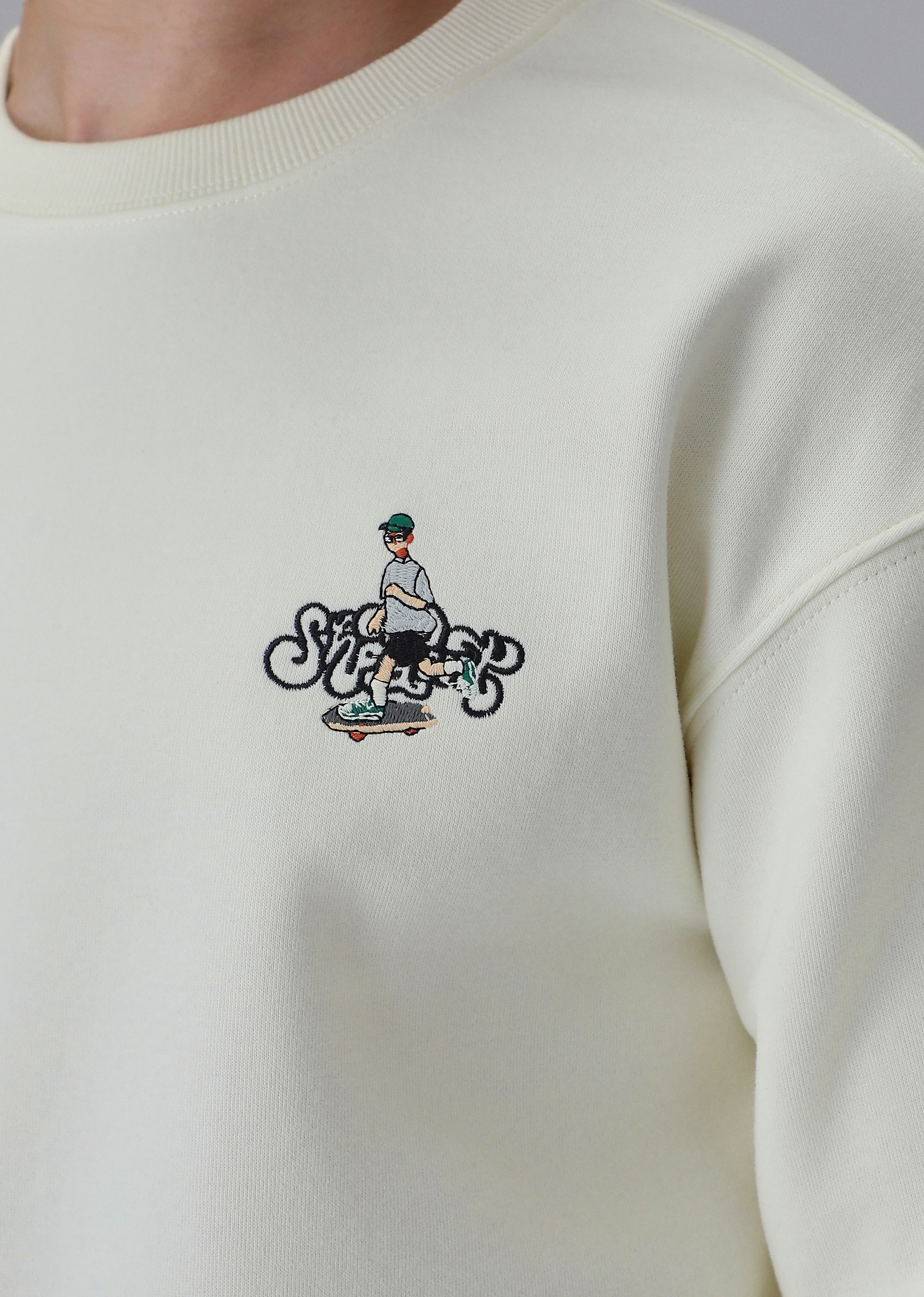 Cream Back Emboss Sweatshirt - Image 5
