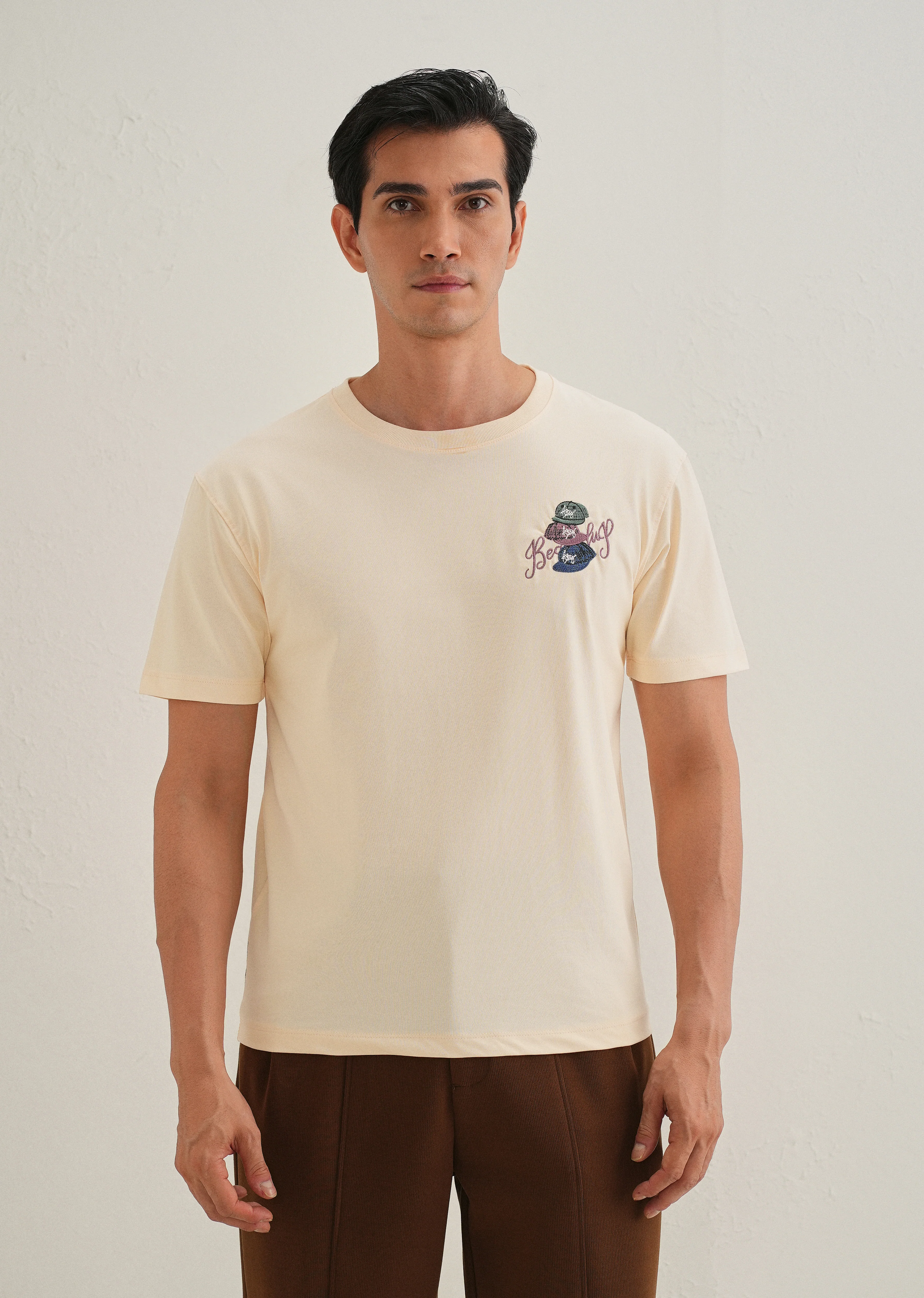 Cream Back Print Regular Fit T-Shirt - Image 4