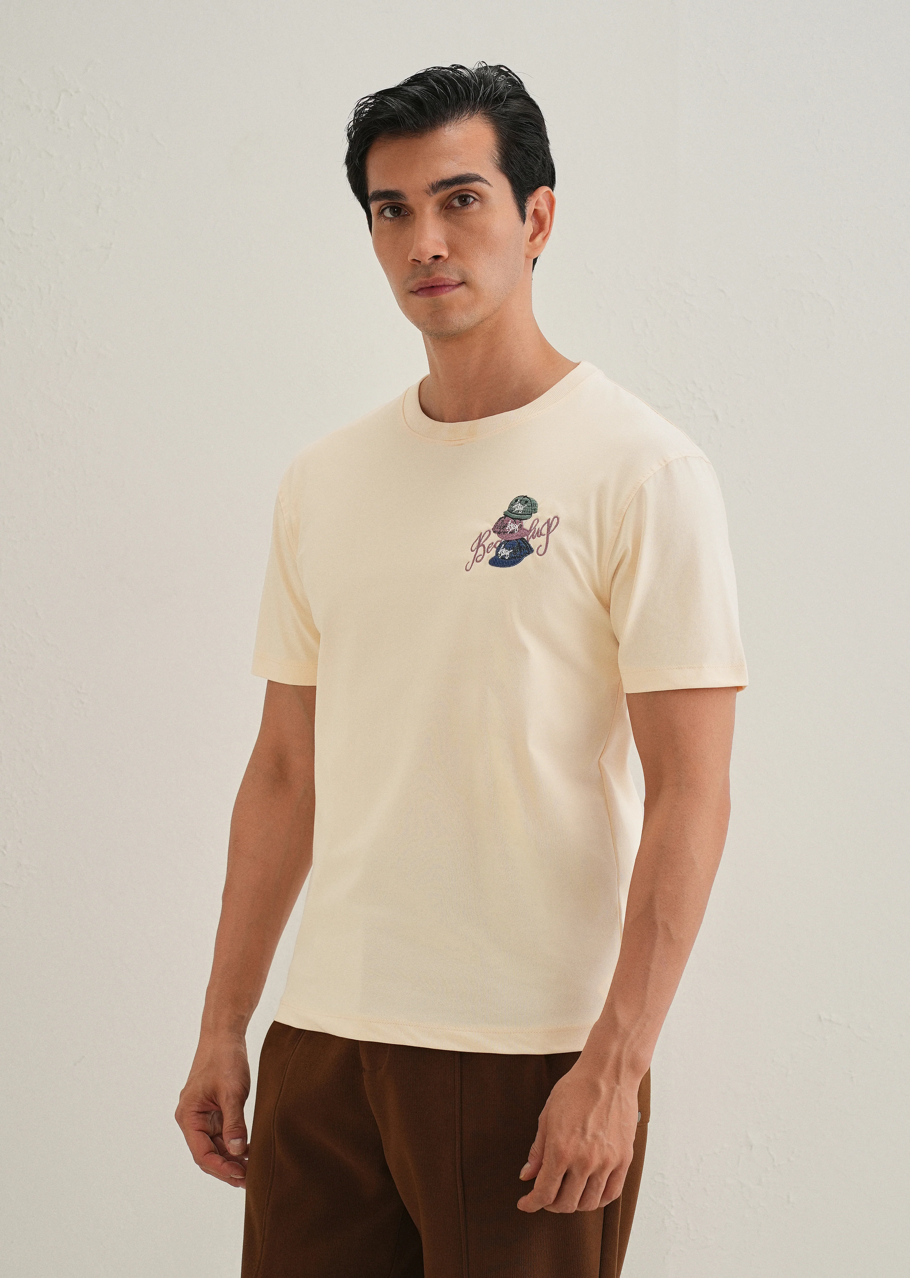 Cream Back Print Regular Fit T-Shirt - Image 6
