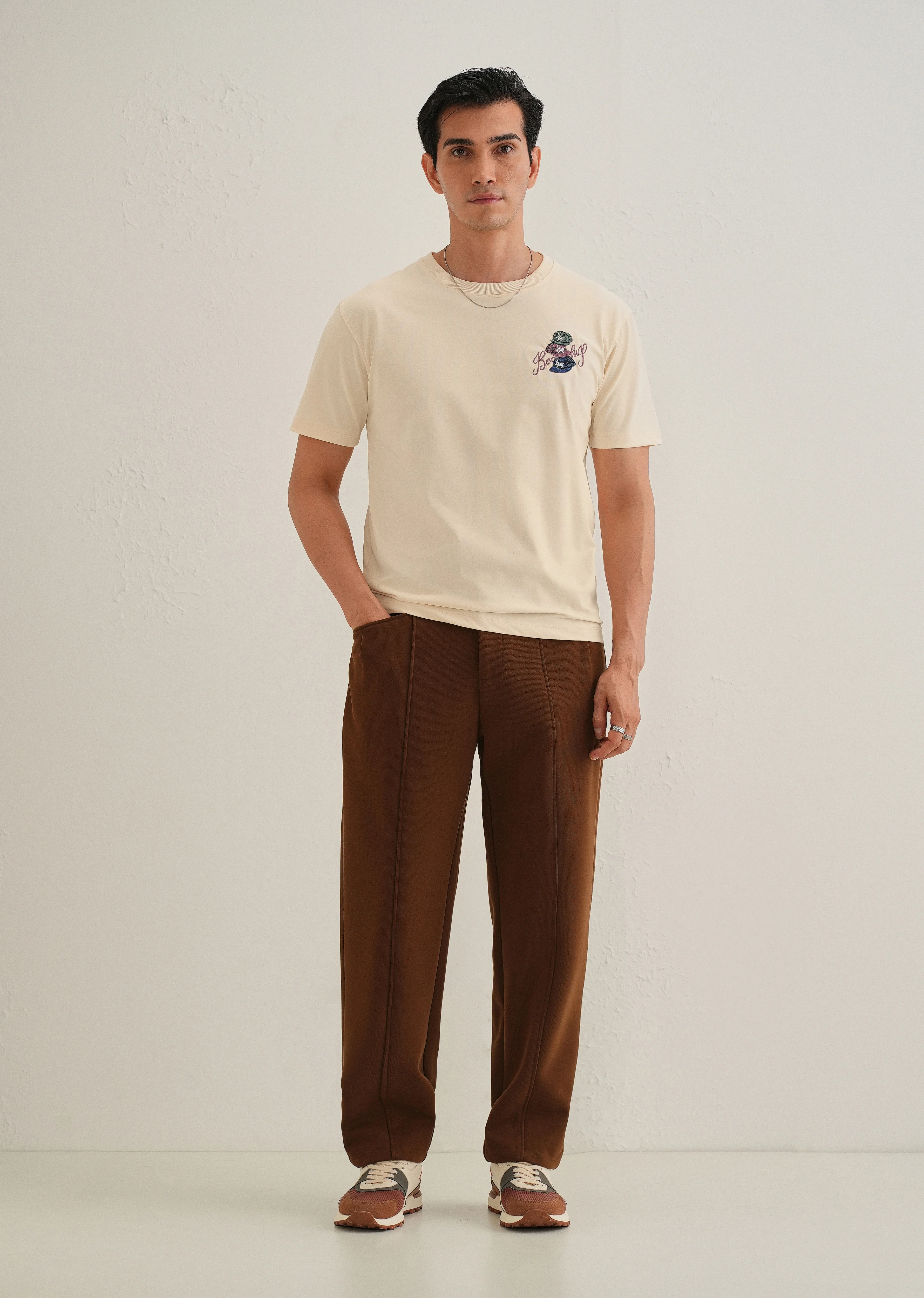 Cream Back Print Regular Fit T-Shirt - Image 8