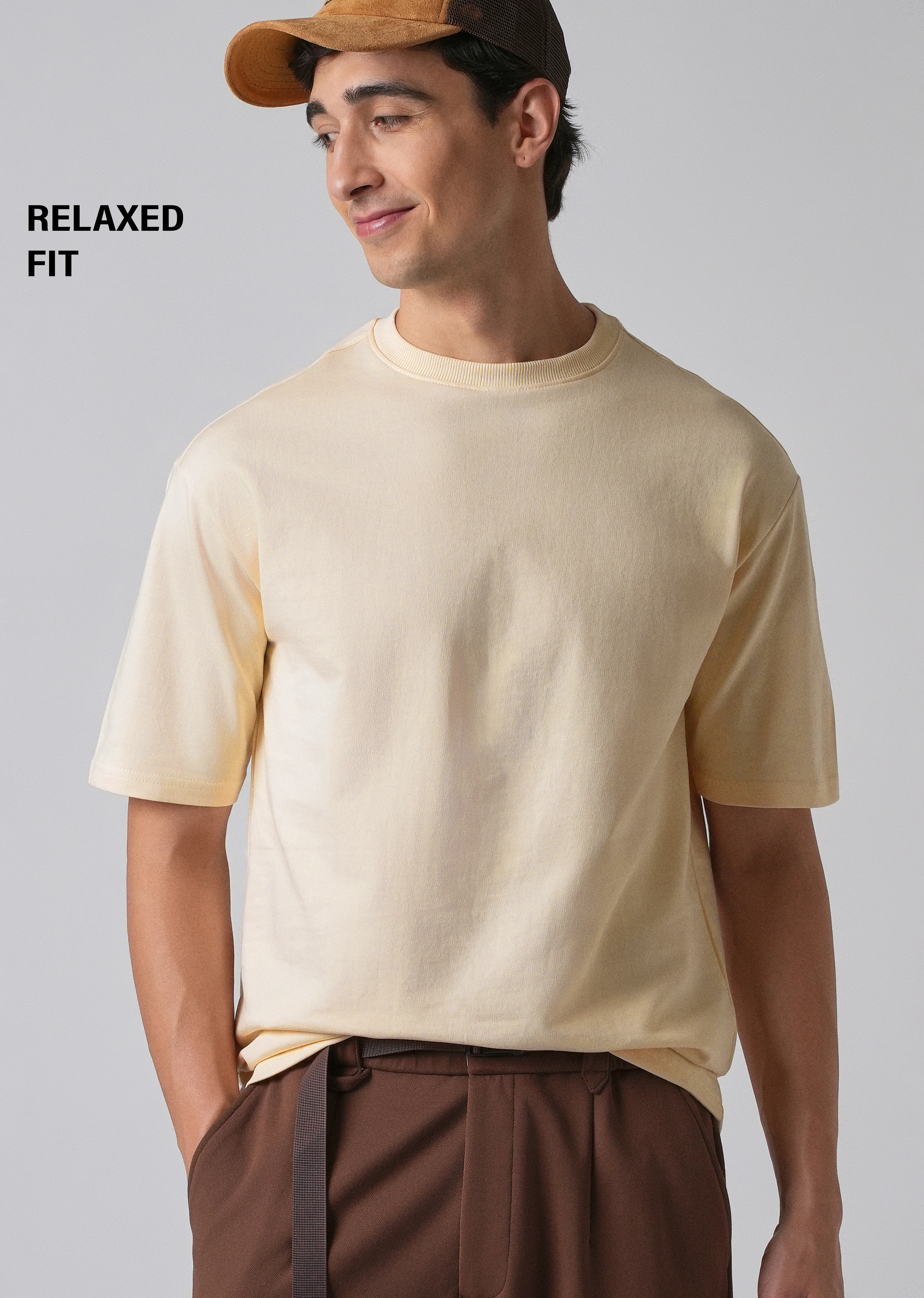 Cream Basic Relaxed Fit T-shirt - Image 7