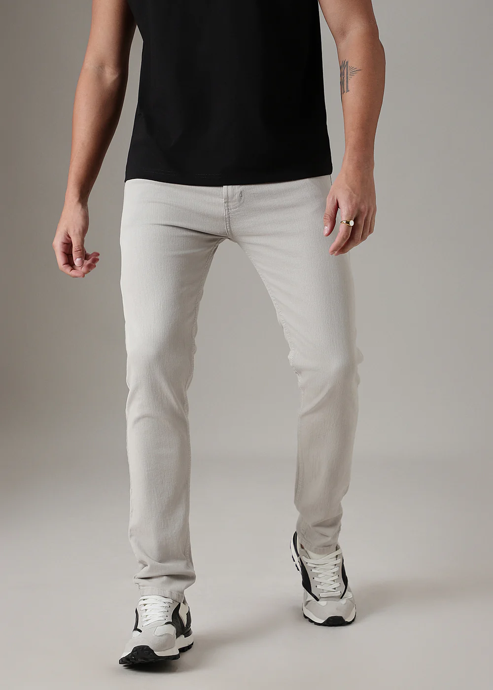 Cream Brown Slim Fit Denim - Image 3