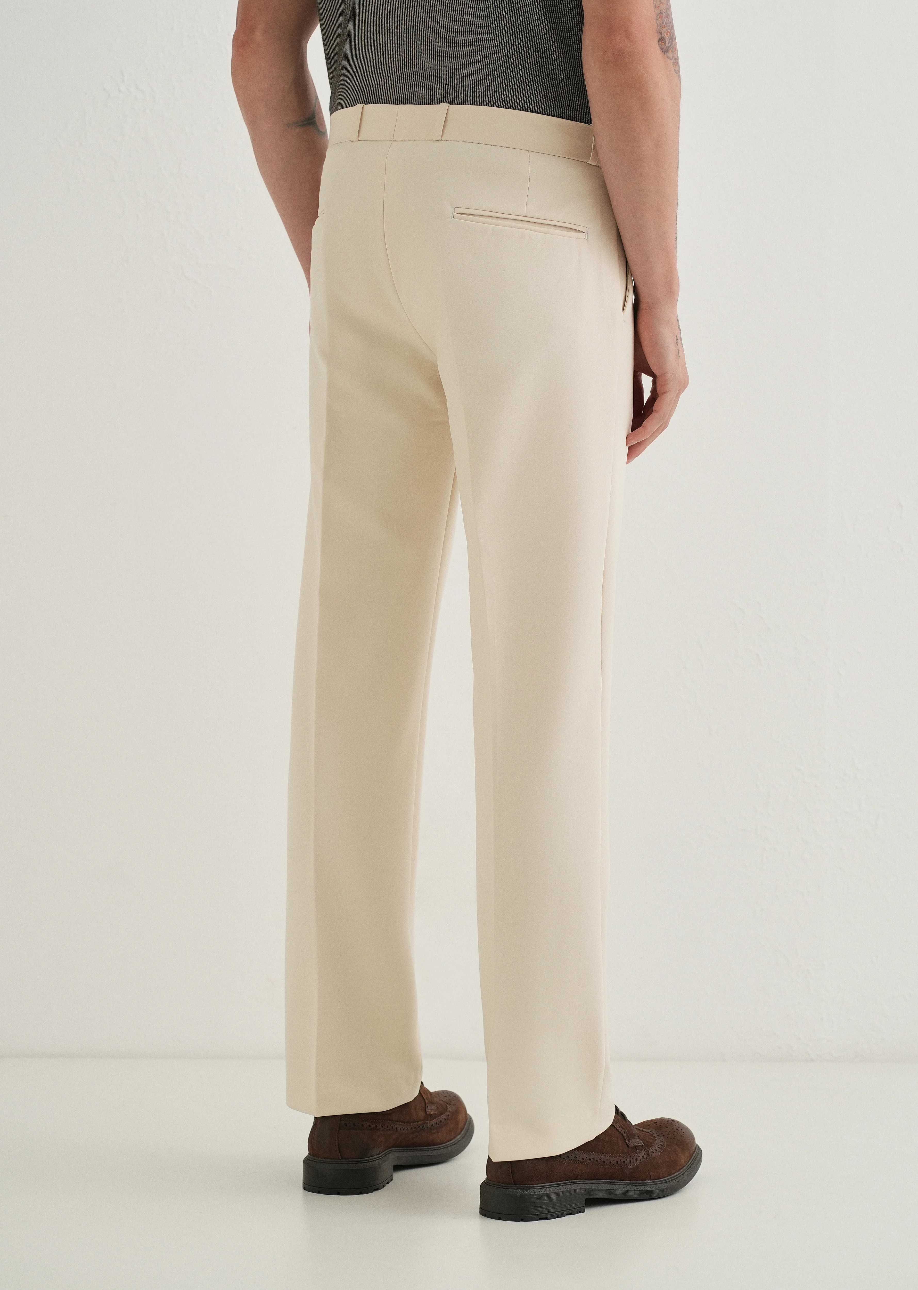 Cream Button-Tab Pleat Trouser - Image 2