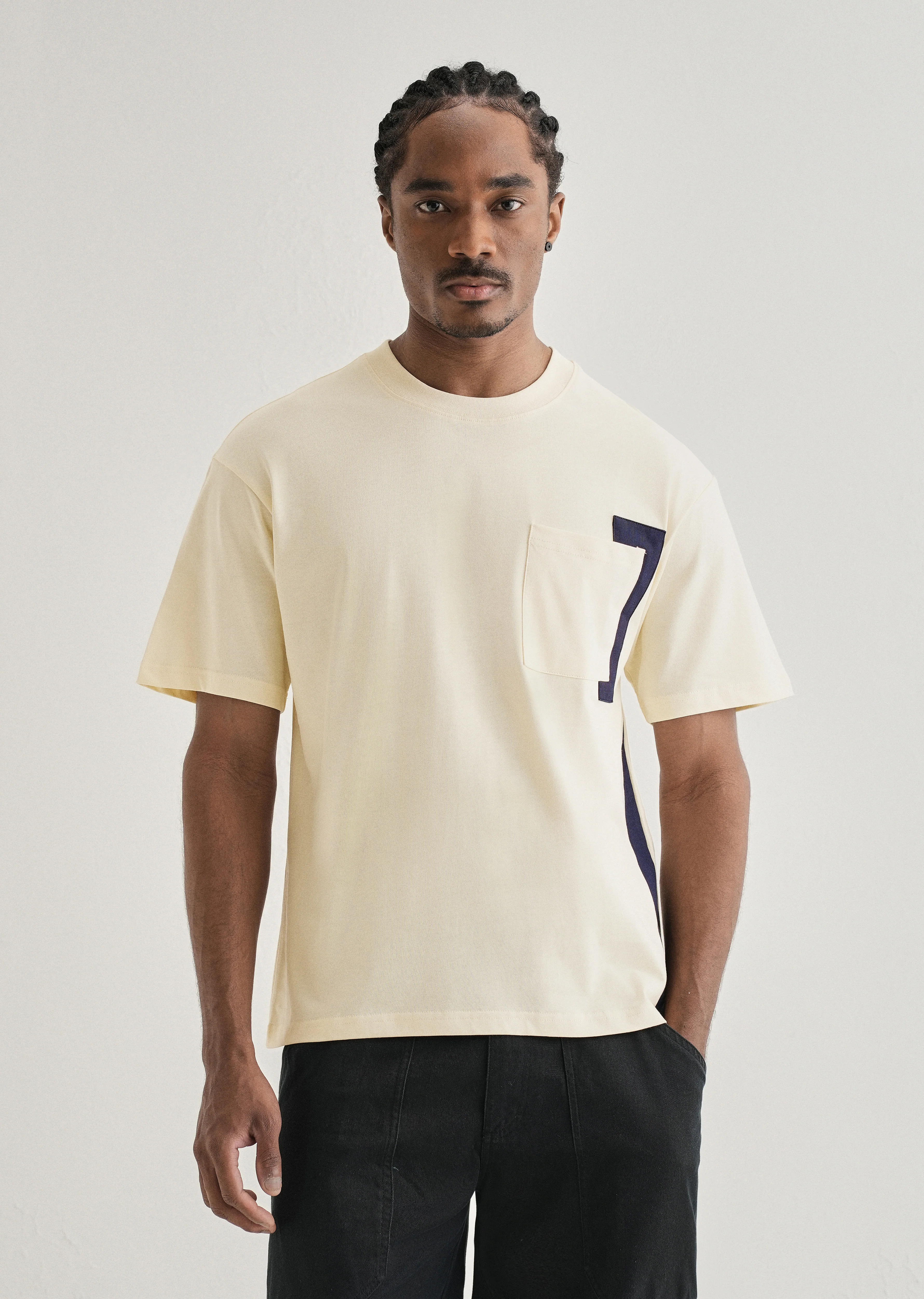 Cream Colourblock Oversized T-shirt - Image 3