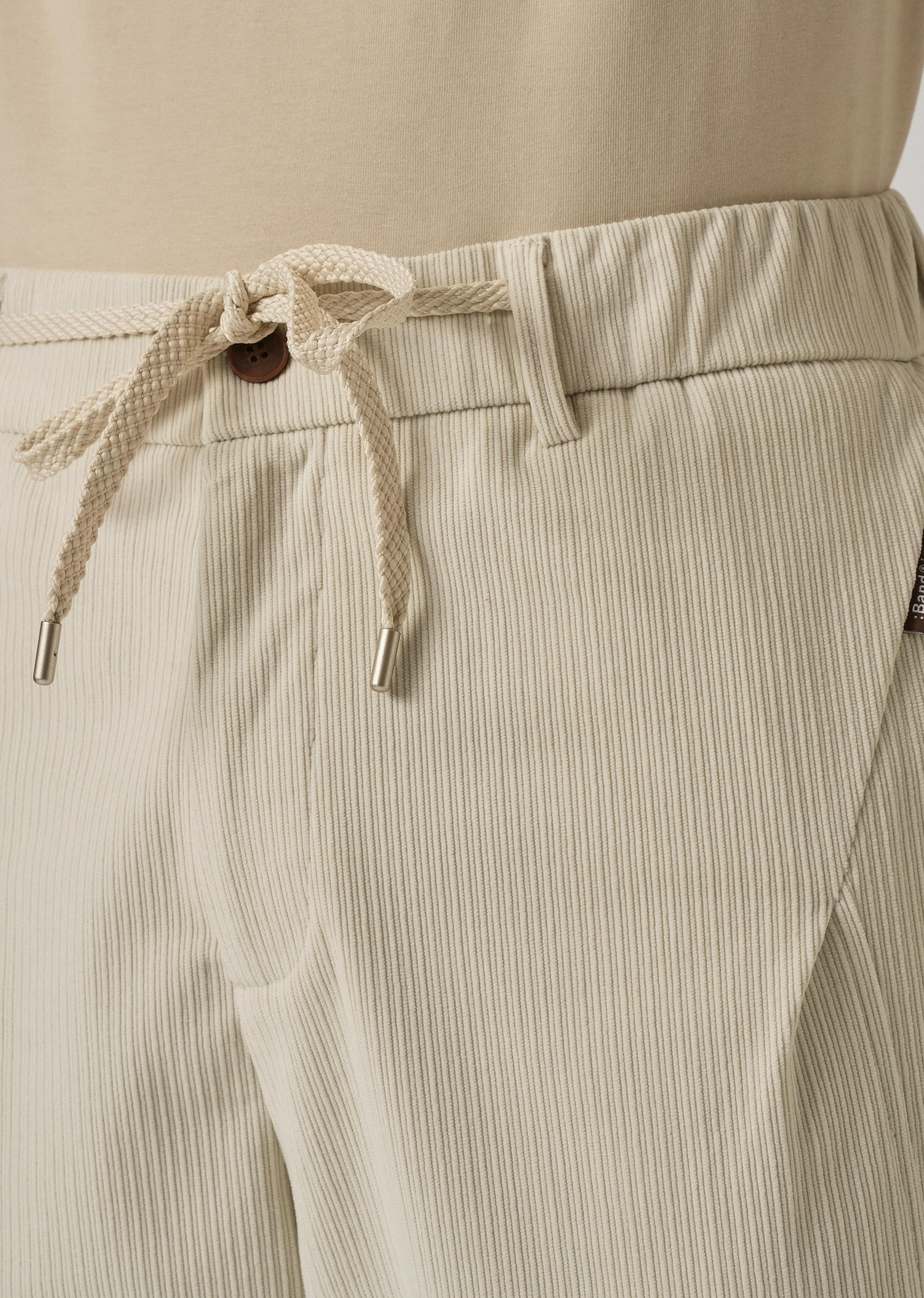 Cream Corduroy Drawstring Pant - Image 5