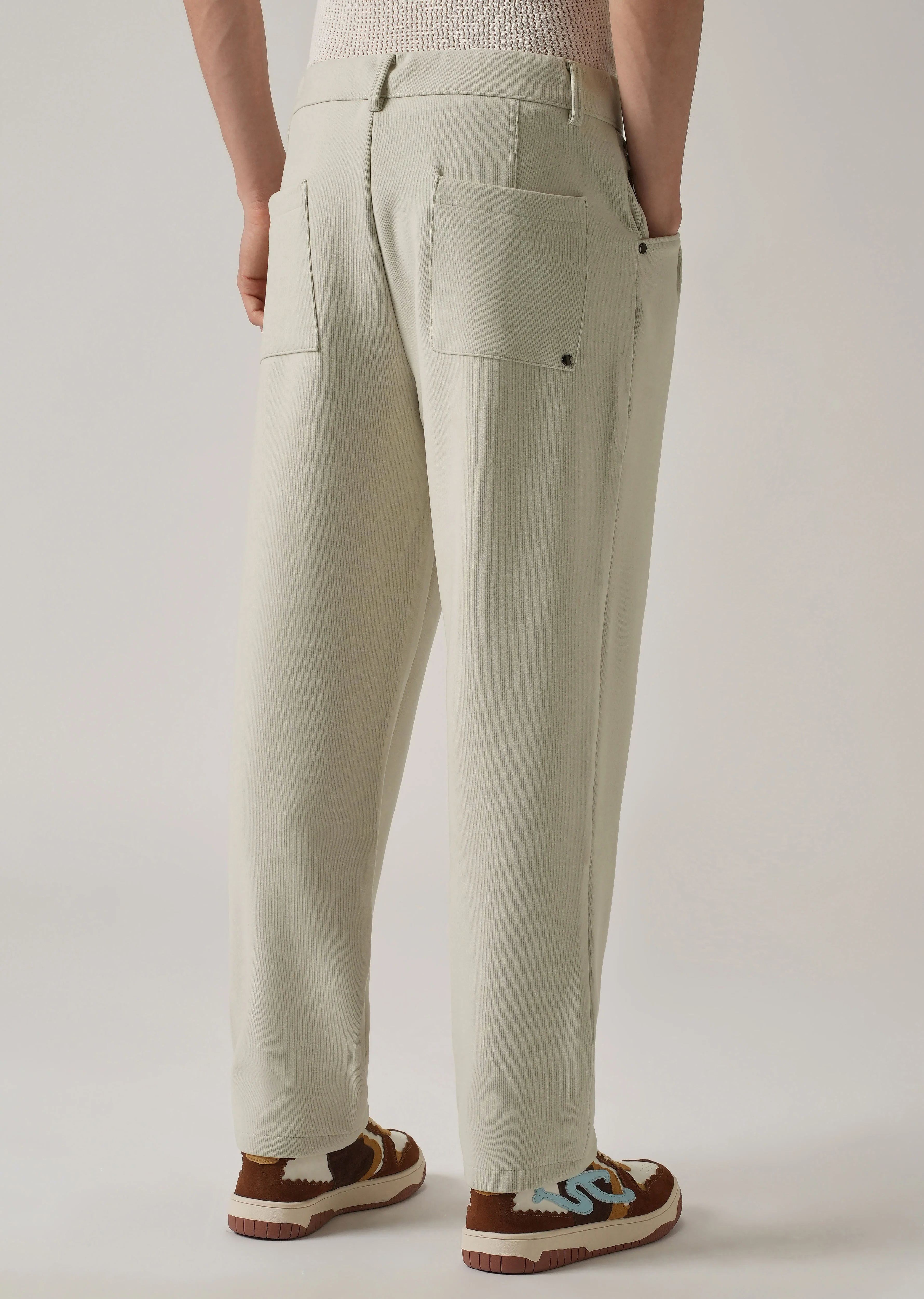 Cream Corduroy Relaxed Fit Drawstring Pant - Image 2