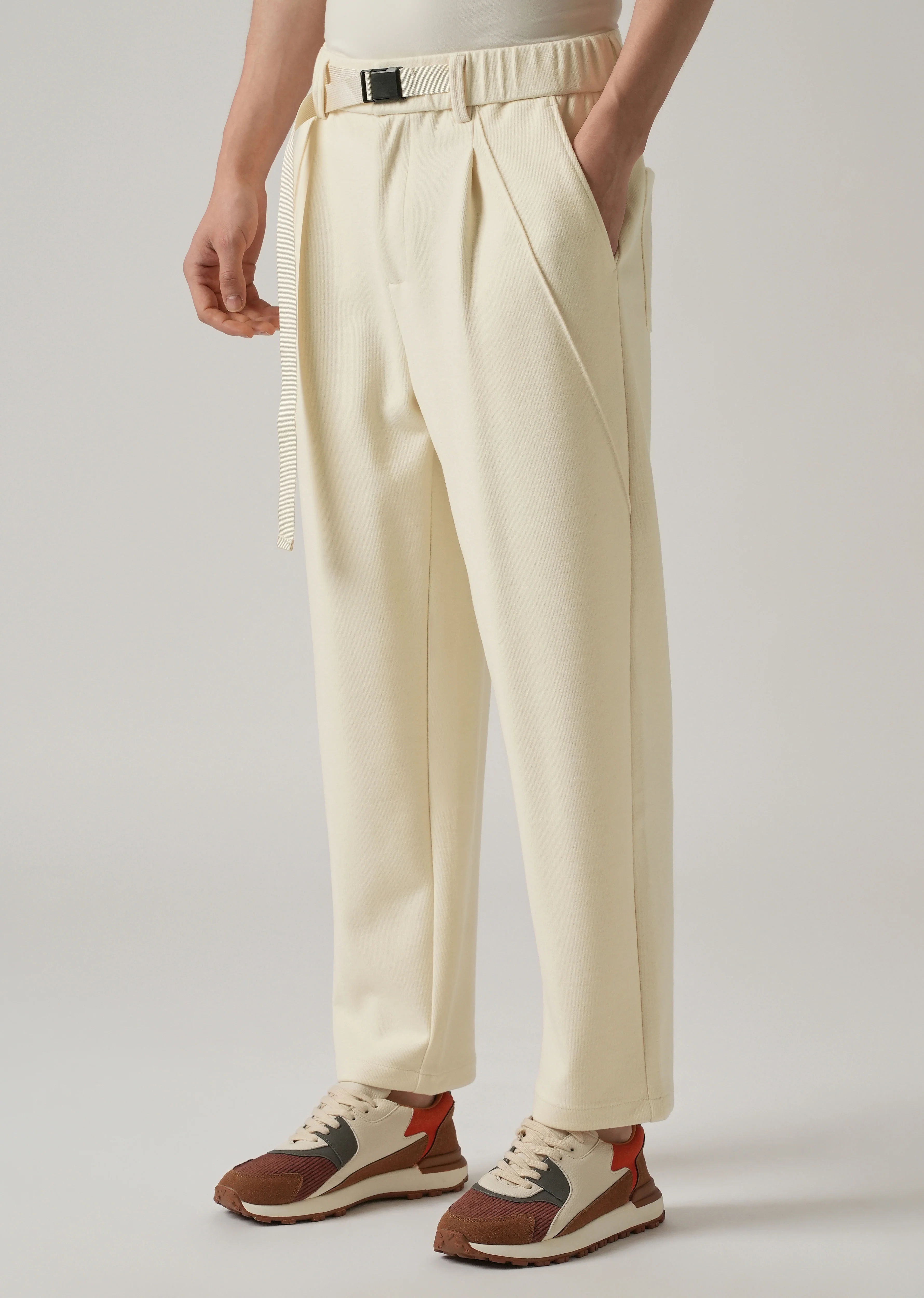 Cream Corduroy Relaxed Fit Pant - Image 4