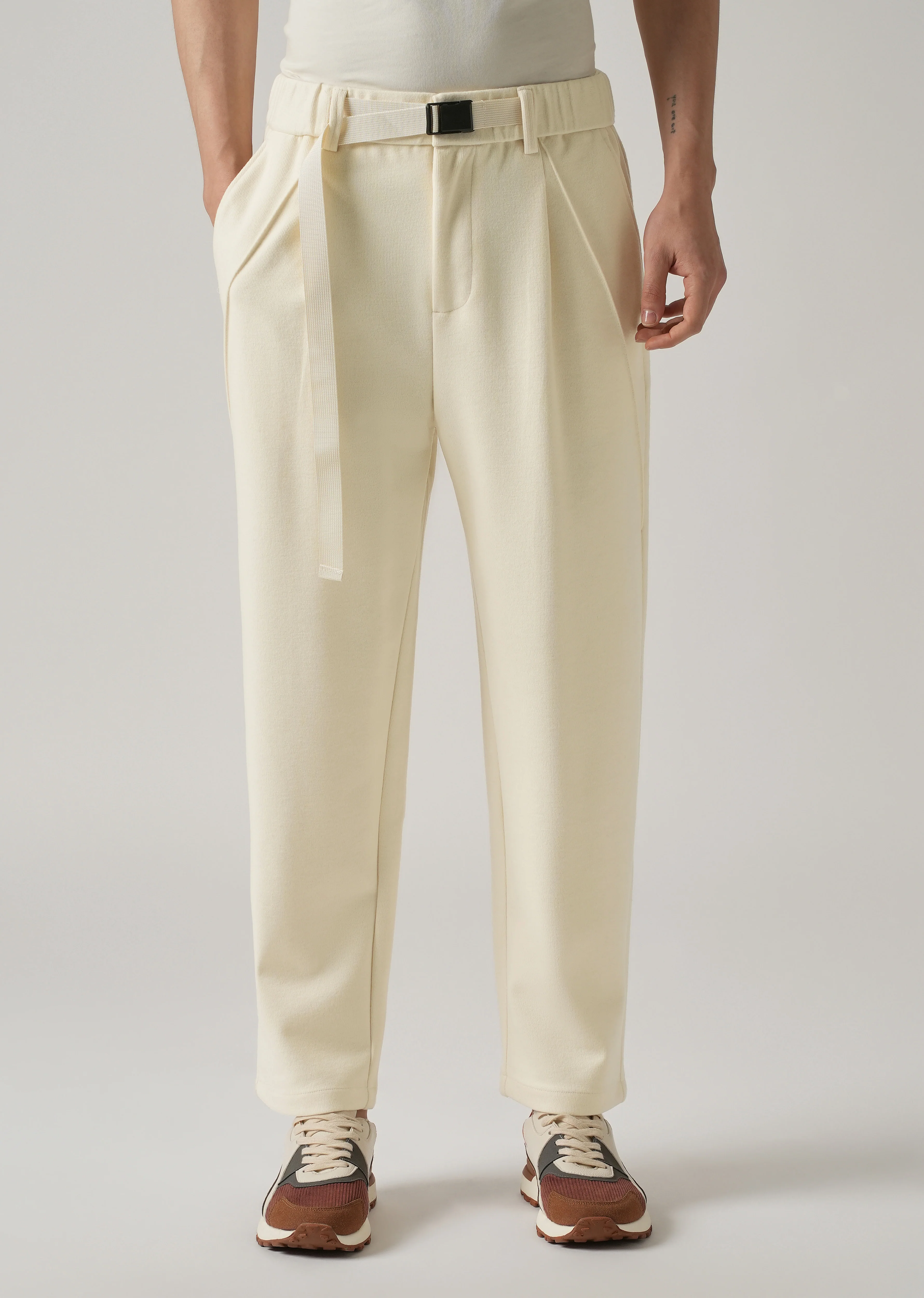 Cream Corduroy Relaxed Fit Pant - Image 7