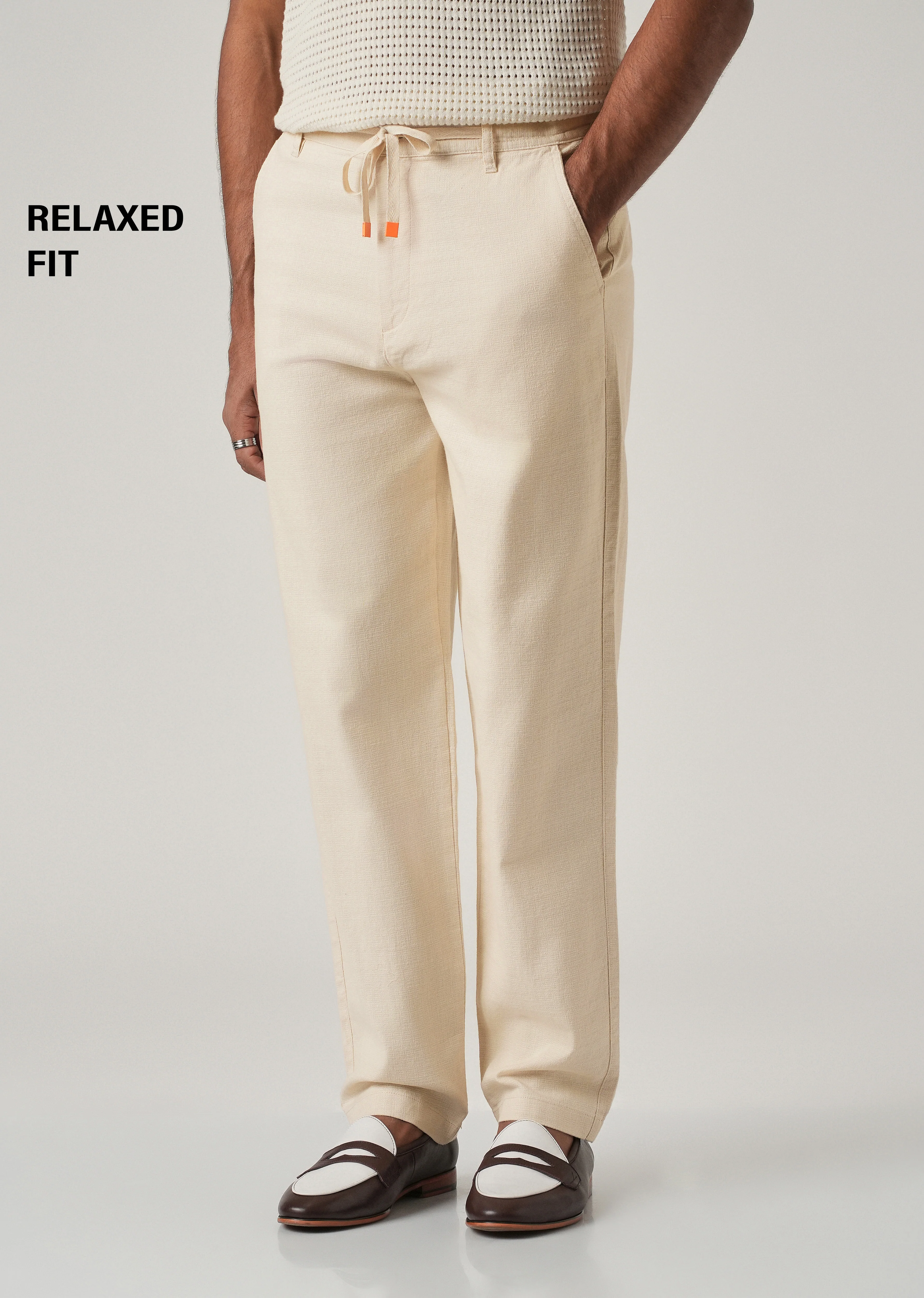 Cream Linen-Look Cotton Trousers - Image 7