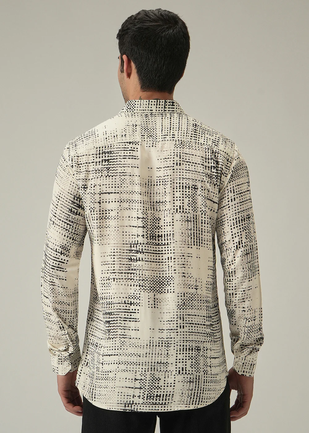 Cream Crosshatch Print Shirt - Image 2