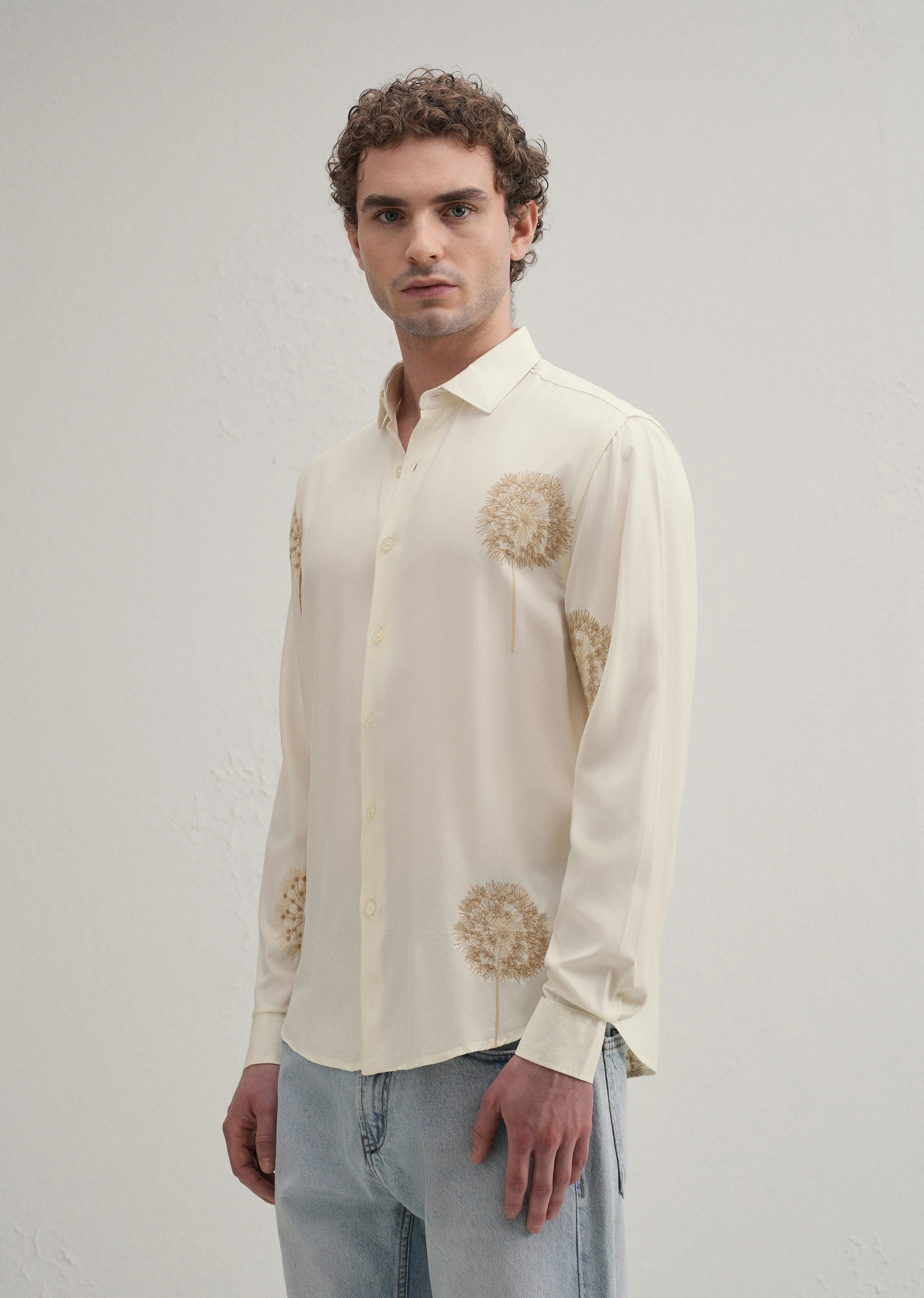 Cream Dandelion Embroidery Shirt - Image 5