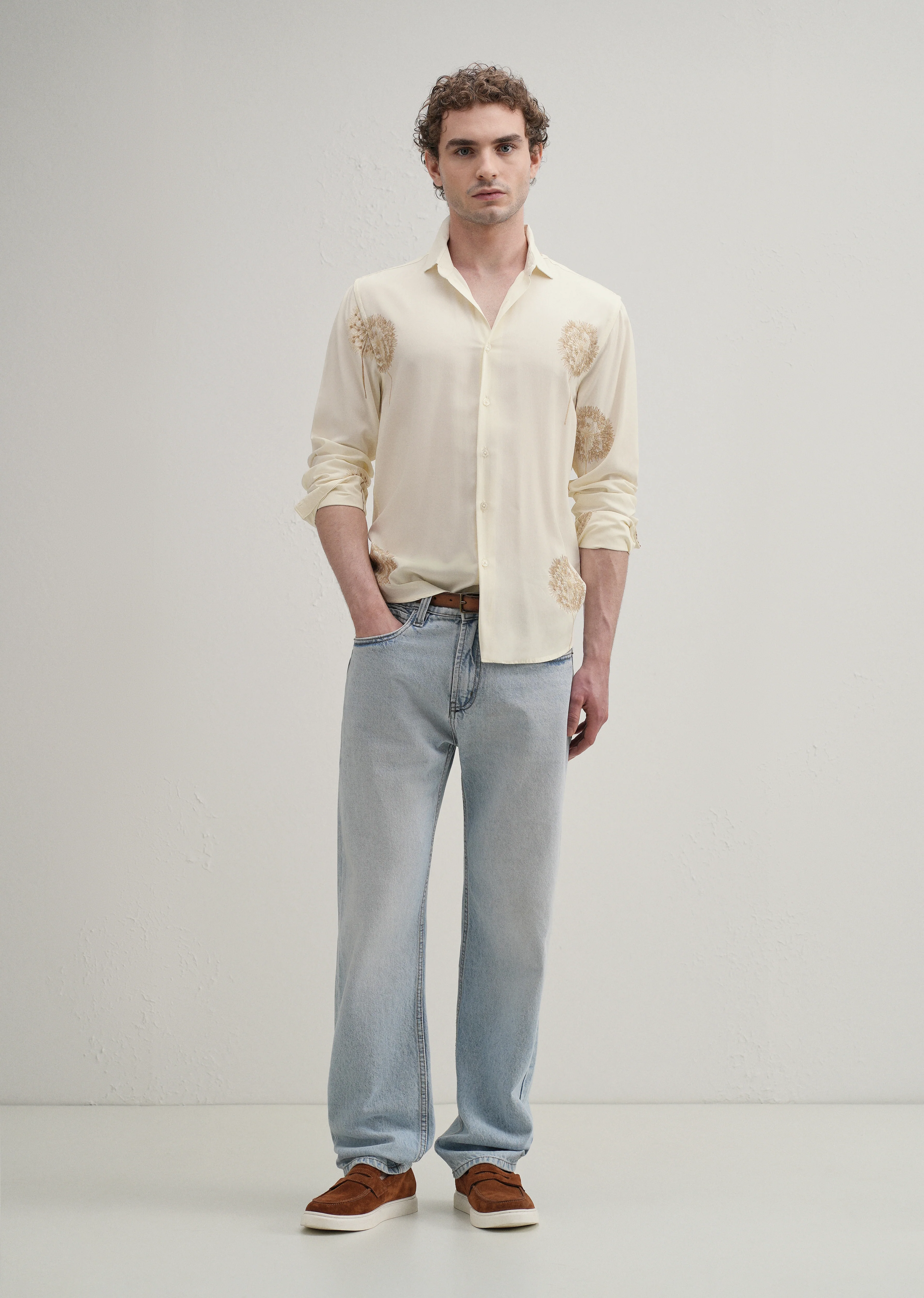 Cream Dandelion Embroidery Shirt - Image 6